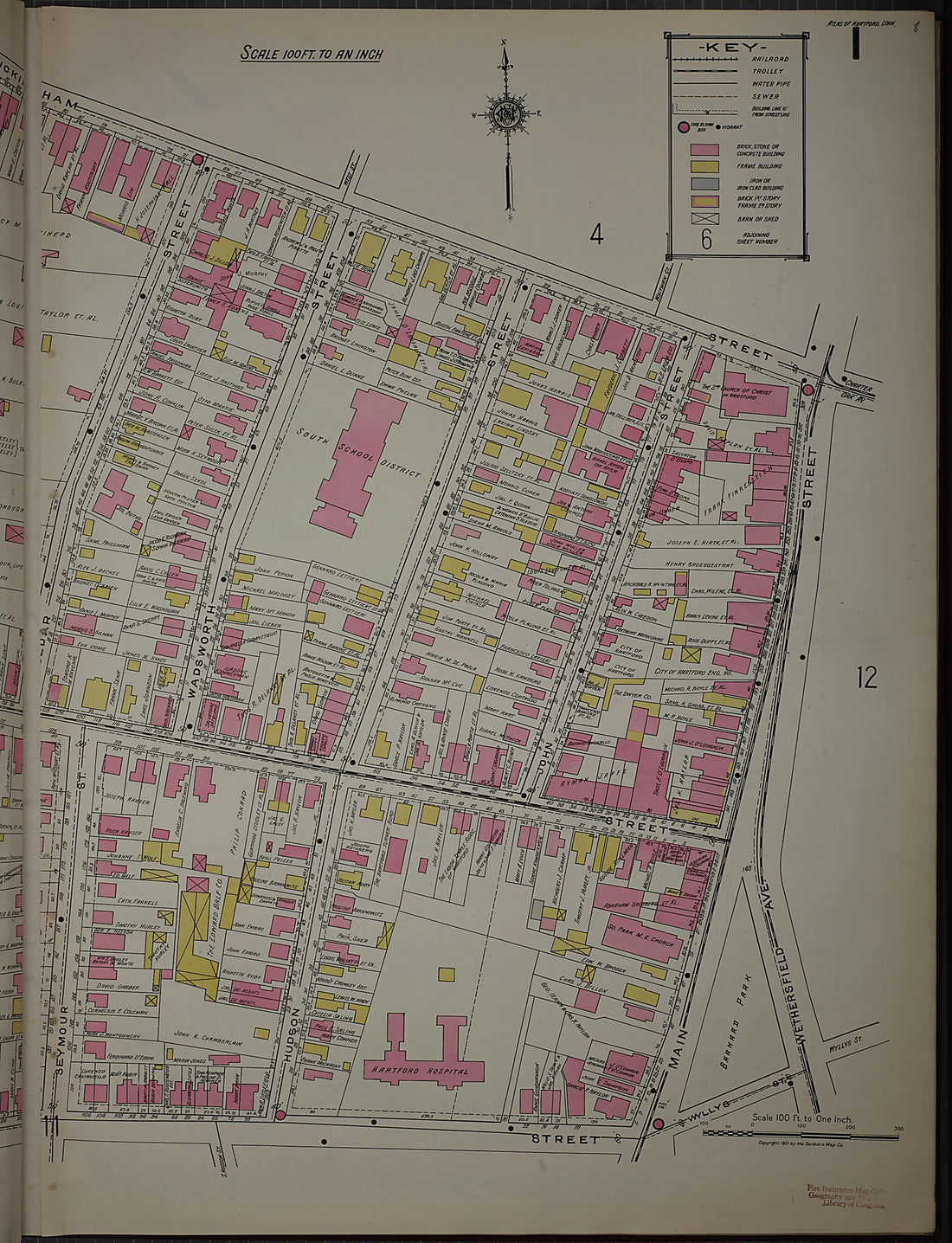 This old map of West Hartford, Hartford County, Connecticut was created by Sanborn Map Company in 1920