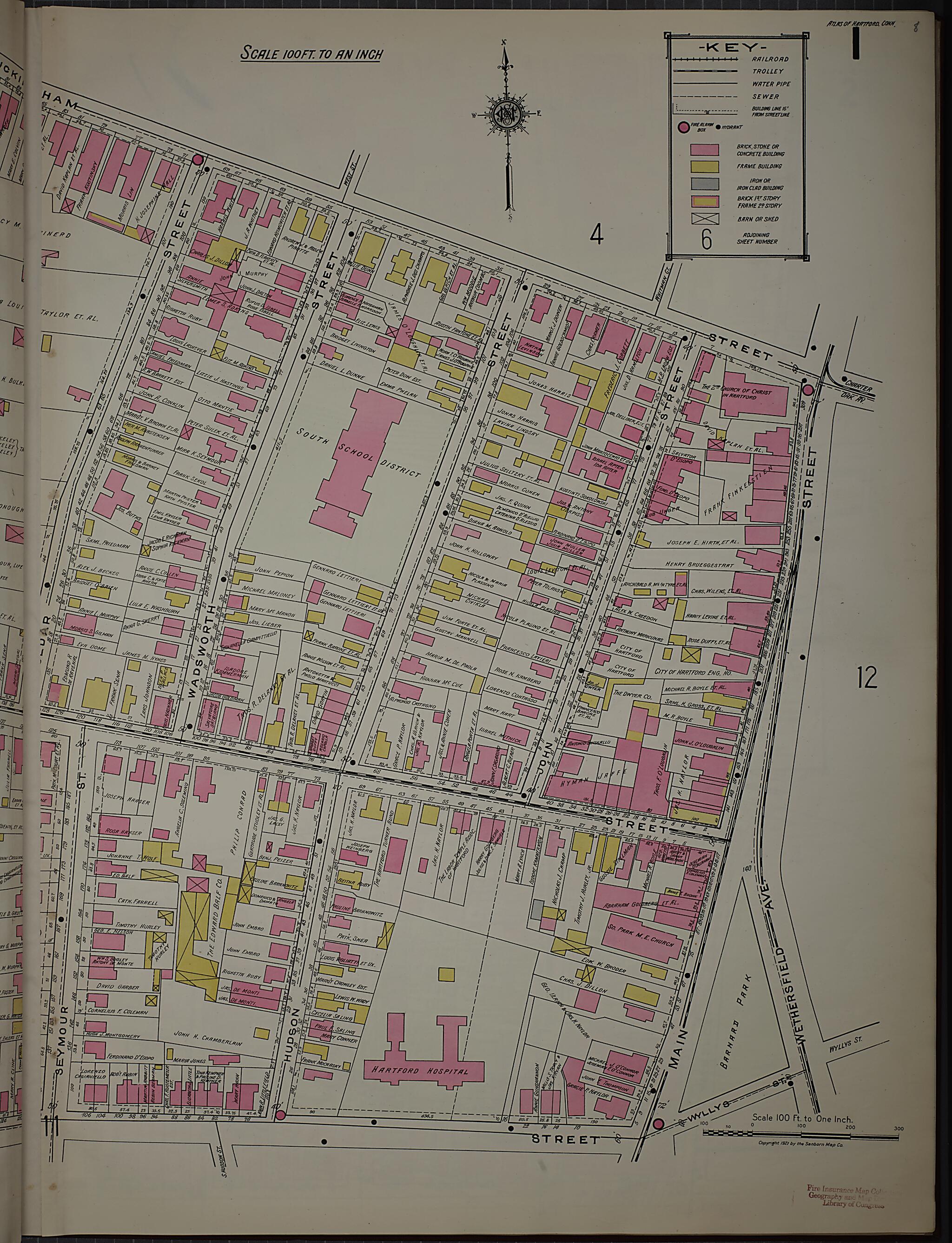 This old map of West Hartford, Hartford County, Connecticut was created by Sanborn Map Company in 1920