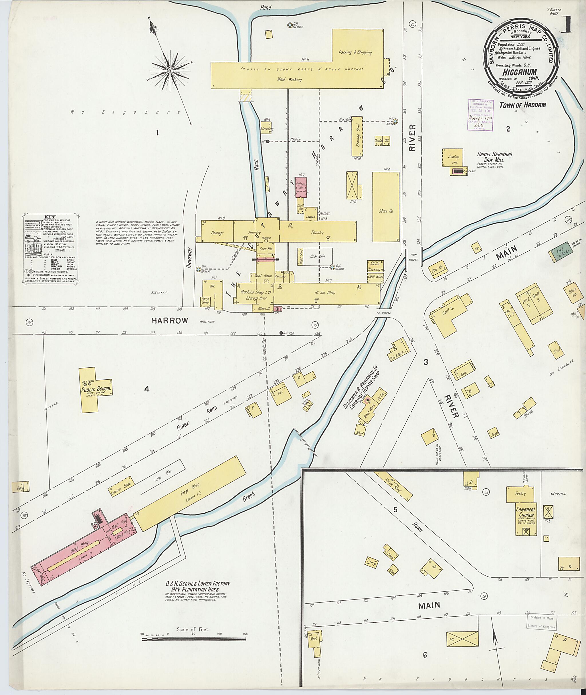 This old map of Higganum, Middlesex County, Connecticut was created by Sanborn Map Company in 1901