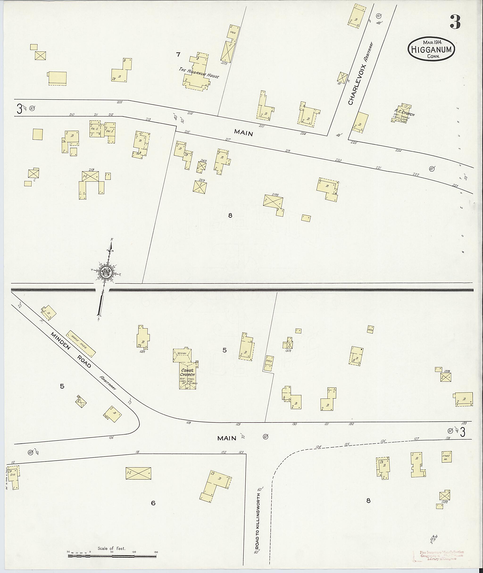 This old map of Higganum, Middlesex County, Connecticut was created by Sanborn Map Company in 1914