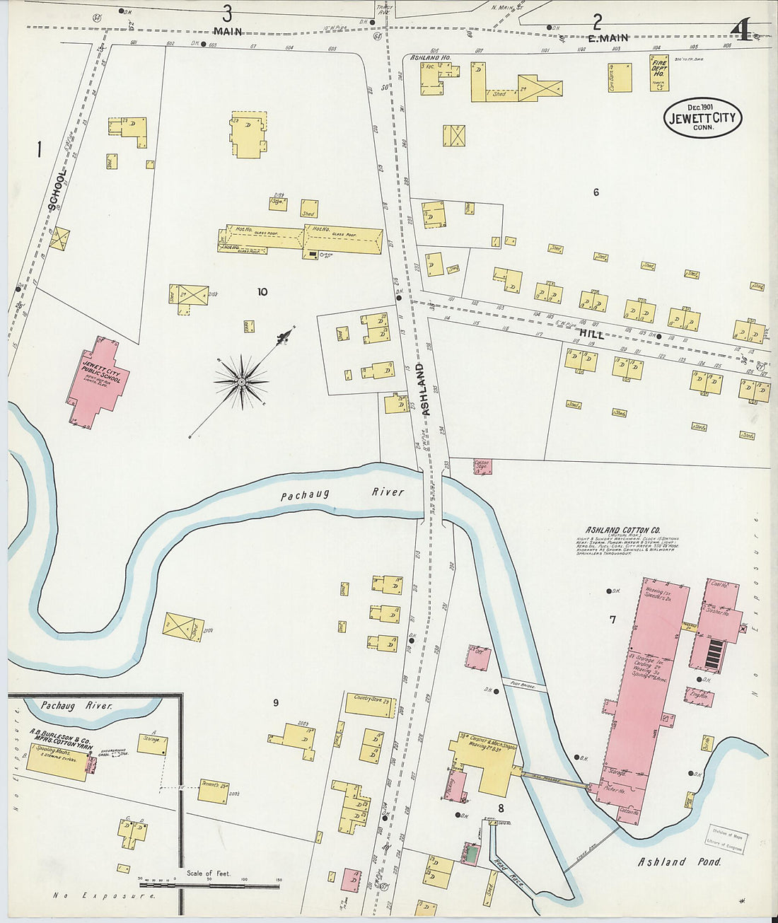 This old map of Jewett City, New London County, Connecticut was created by Sanborn Map Company in 1901