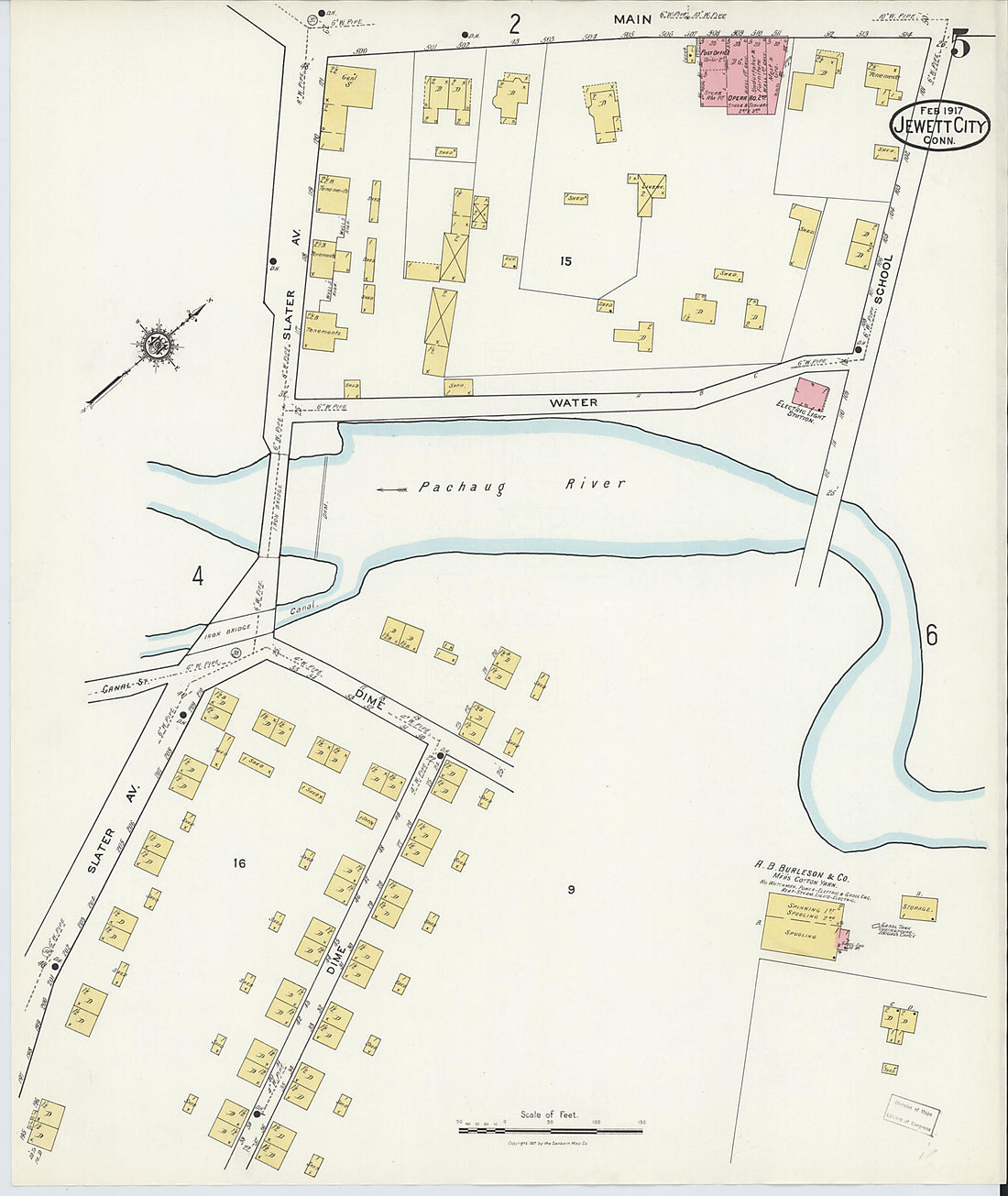 This old map of Jewett City, New London County, Connecticut was created by Sanborn Map Company in 1917