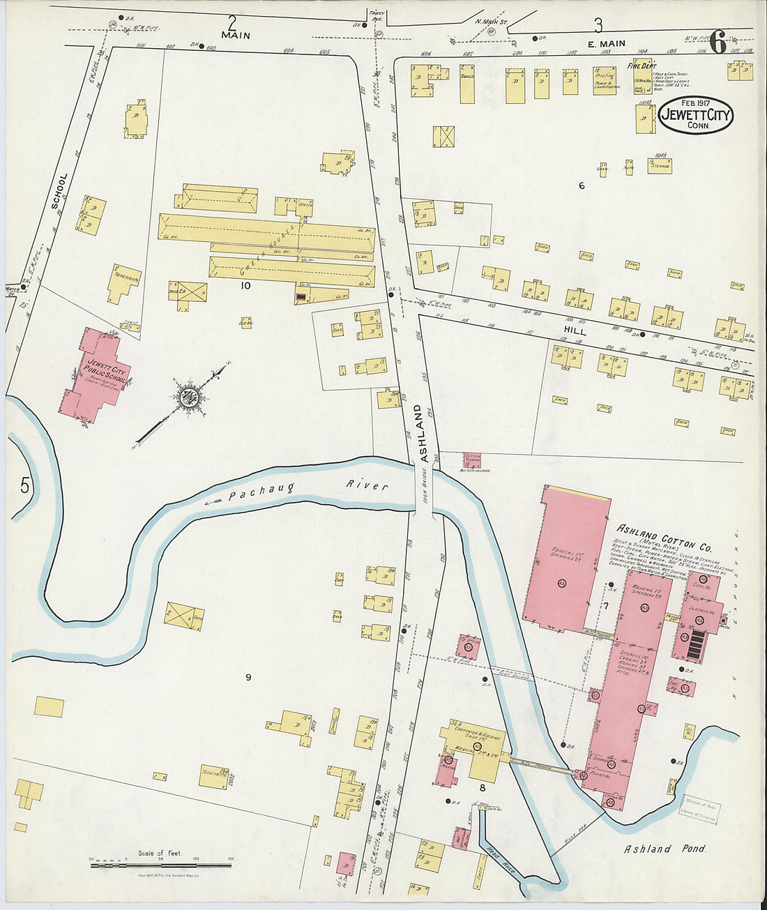 This old map of Jewett City, New London County, Connecticut was created by Sanborn Map Company in 1917