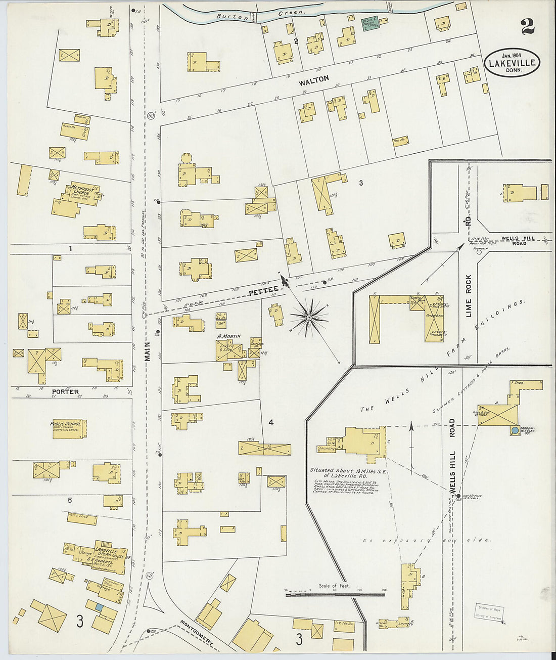 This old map of Lakeville, Litchfield County, Connecticut was created by Sanborn Map Company in 1904