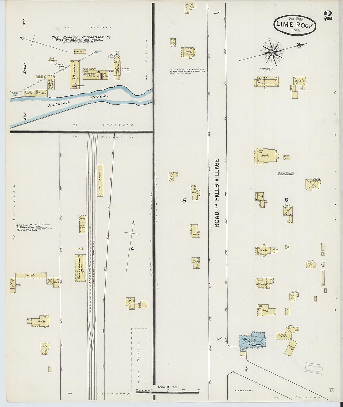 This old map of Lime Rock, Litchfield County, Connecticut was created by Sanborn Map Company in 1889