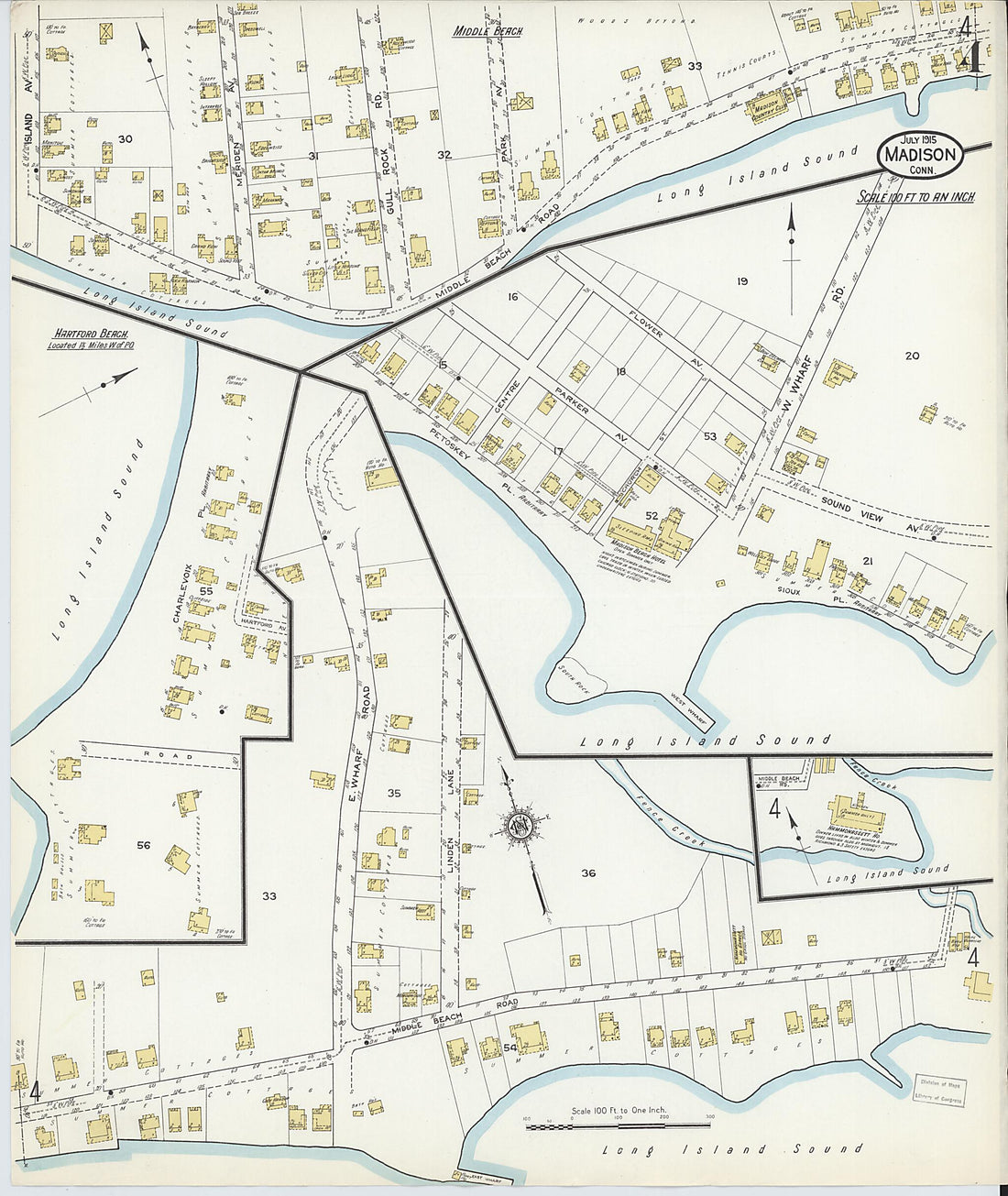 This old map of Madison, New Haven County, Connecticut was created by Sanborn Map Company in 1915