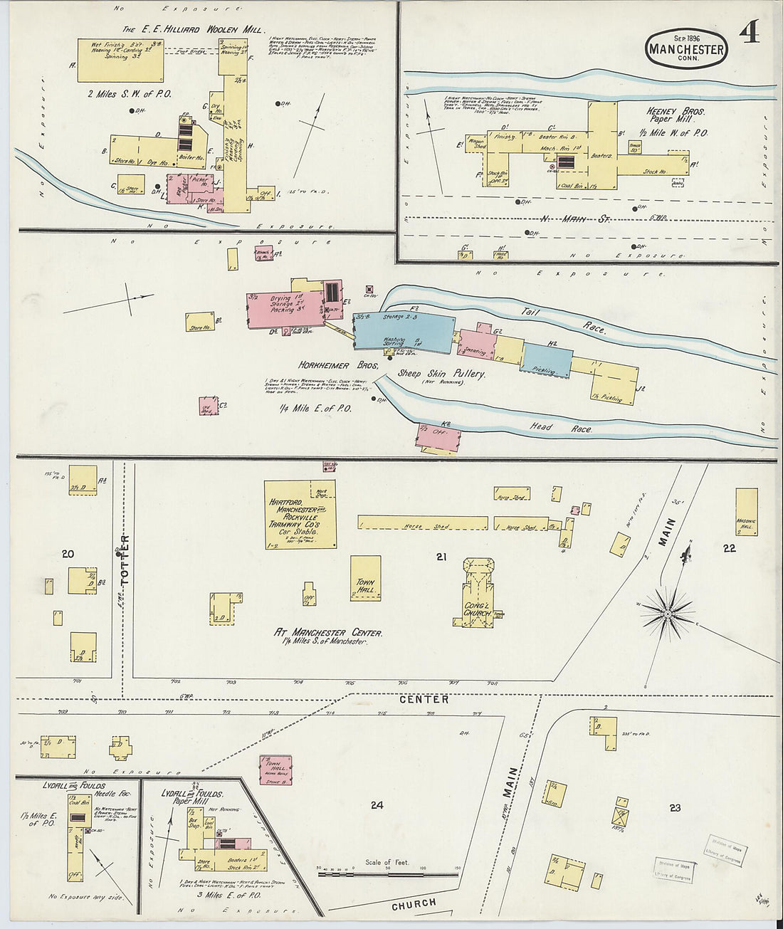 This old map of Manchester, Hartford County, Connecticut was created by Sanborn Map Company in 1896