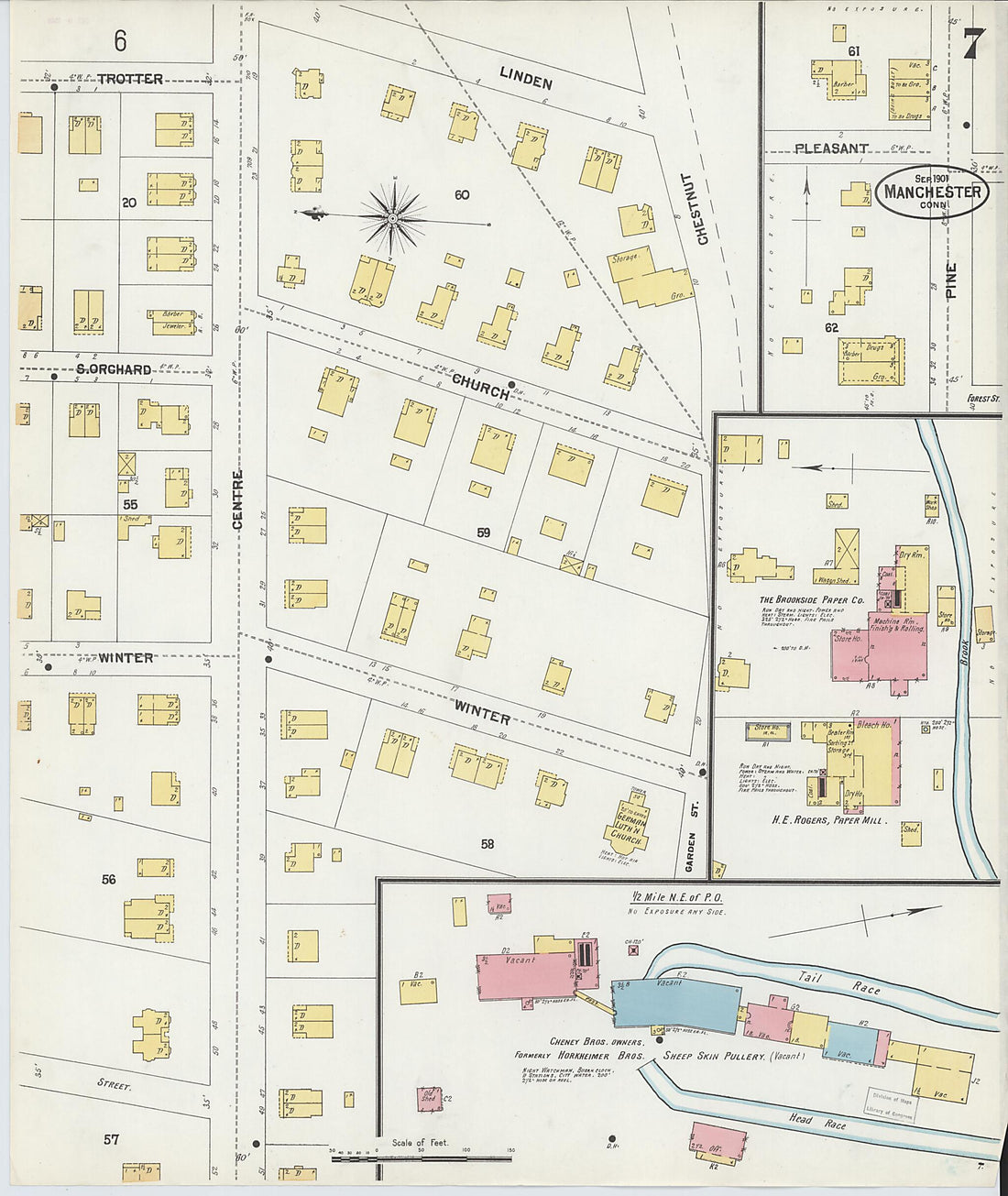 This old map of Manchester, Hartford County, Connecticut was created by Sanborn Map Company in 1901