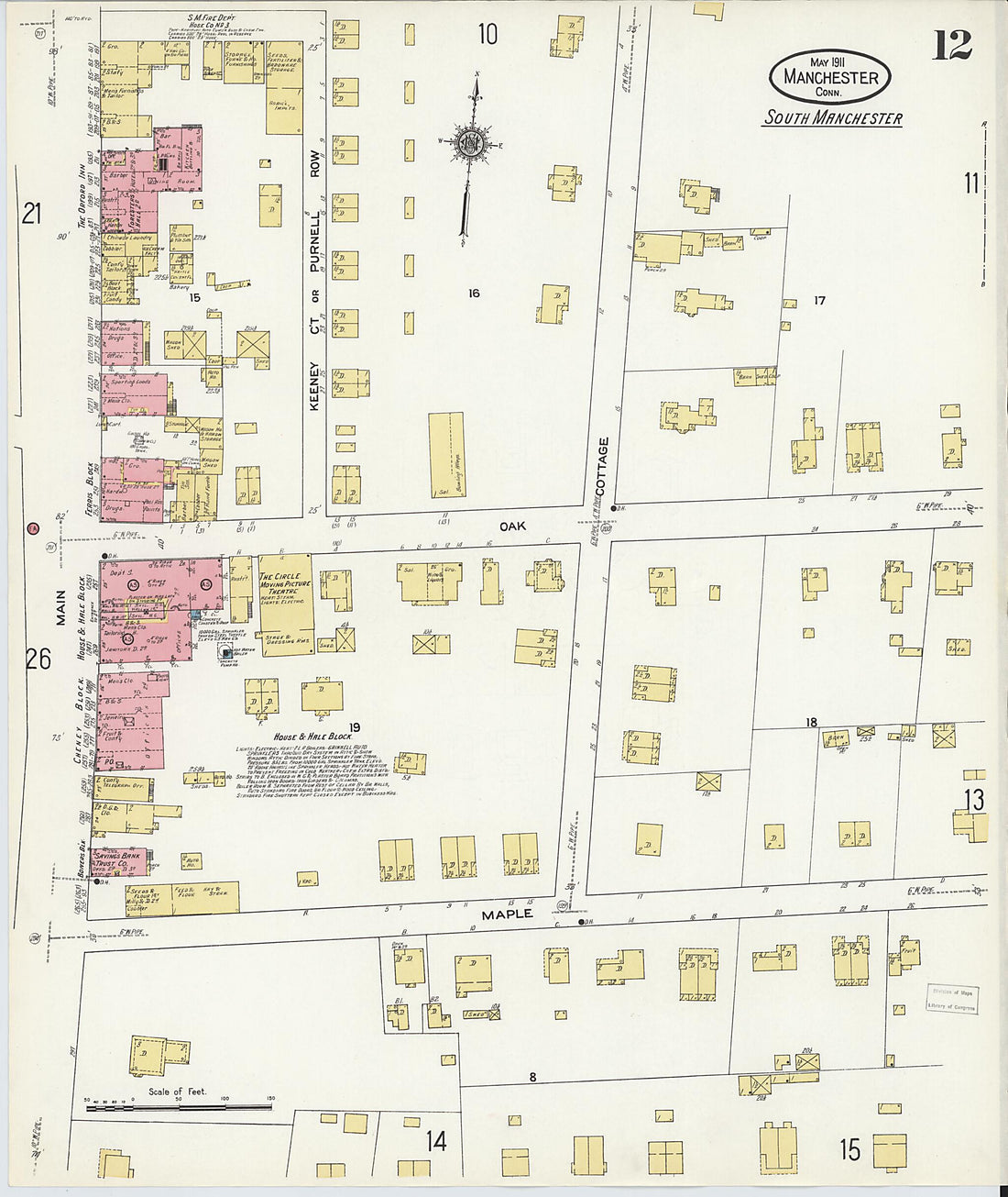 This old map of Manchester, Hartford County, Connecticut was created by Sanborn Map Company in 1911