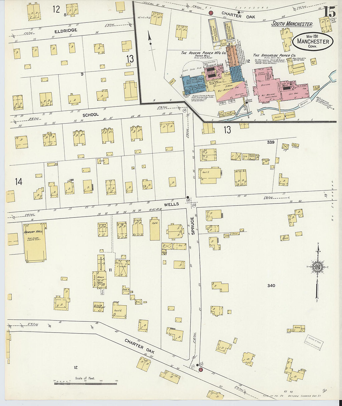 This old map of Manchester, Hartford County, Connecticut was created by Sanborn Map Company in 1911