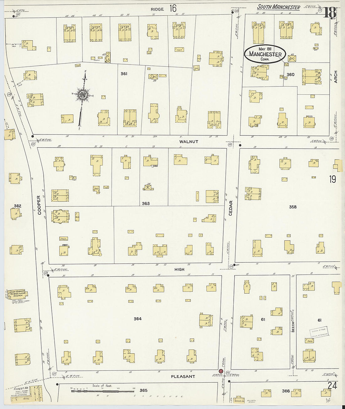 This old map of Manchester, Hartford County, Connecticut was created by Sanborn Map Company in 1911