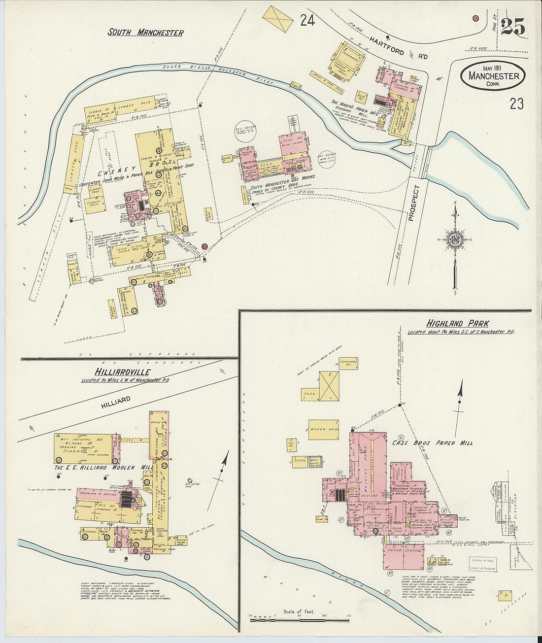 This old map of Manchester, Hartford County, Connecticut was created by Sanborn Map Company in 1911