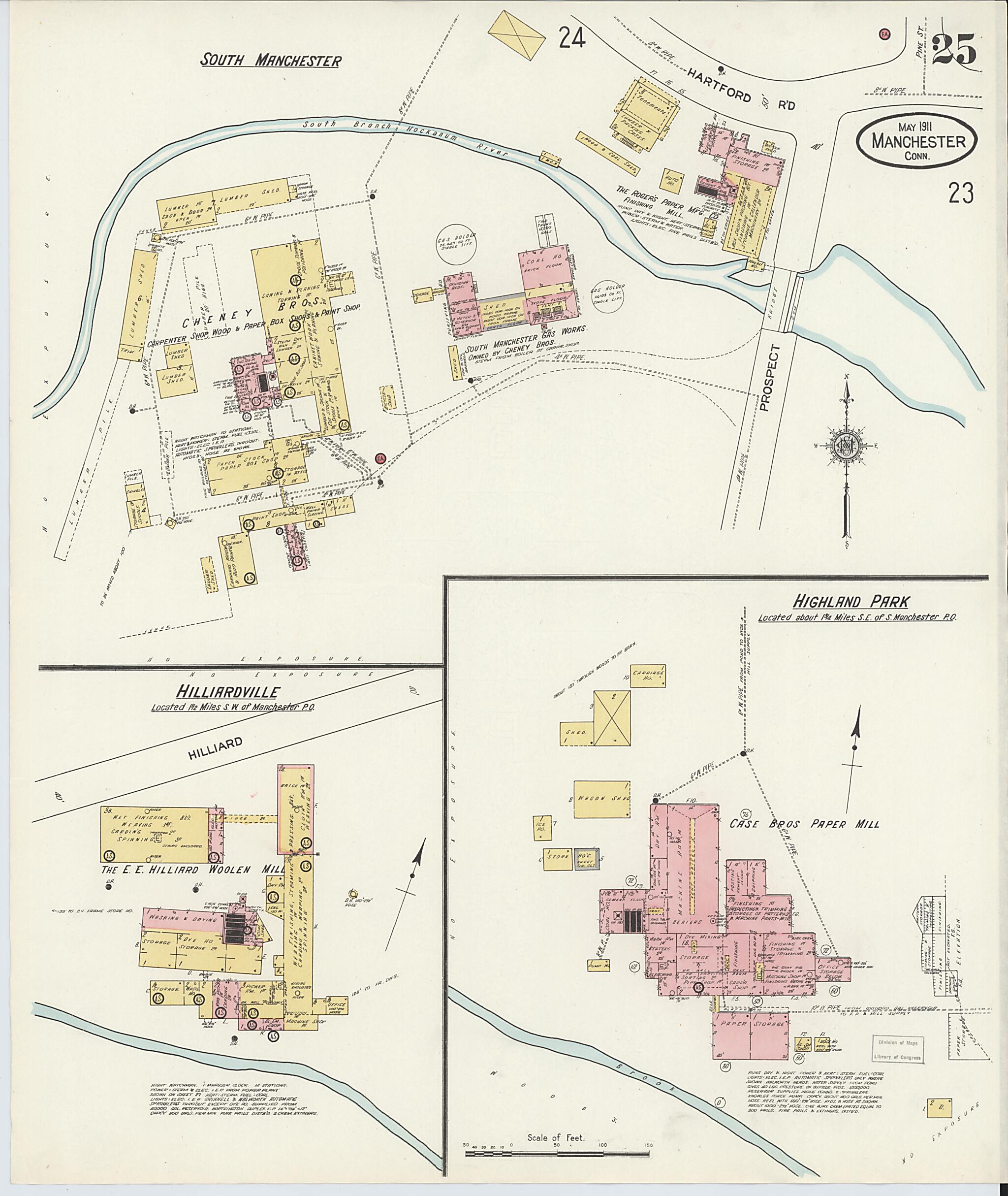 This old map of Manchester, Hartford County, Connecticut was created by Sanborn Map Company in 1911
