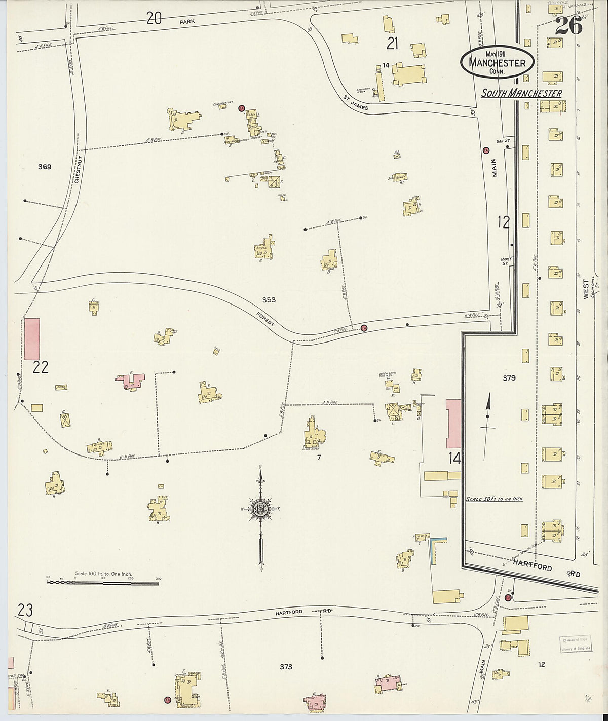 Manchester, Hartford County, Connecticut 1911 (Sheet 26 of 27) by Relic Map Company