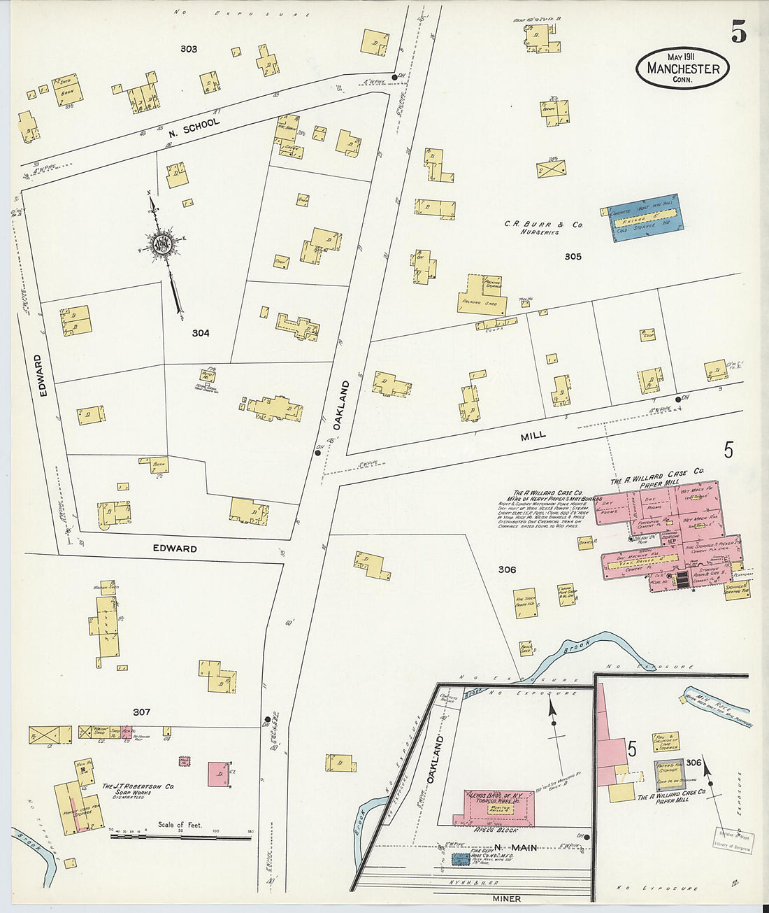 This old map of Manchester, Hartford County, Connecticut was created by Sanborn Map Company in 1911