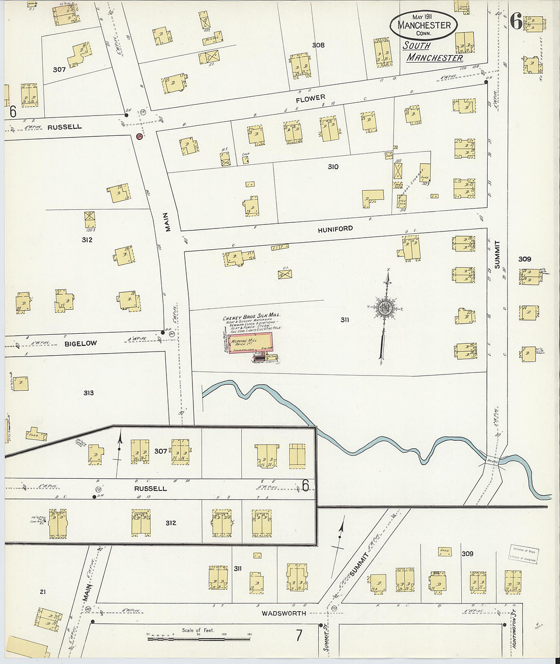 This old map of Manchester, Hartford County, Connecticut was created by Sanborn Map Company in 1911