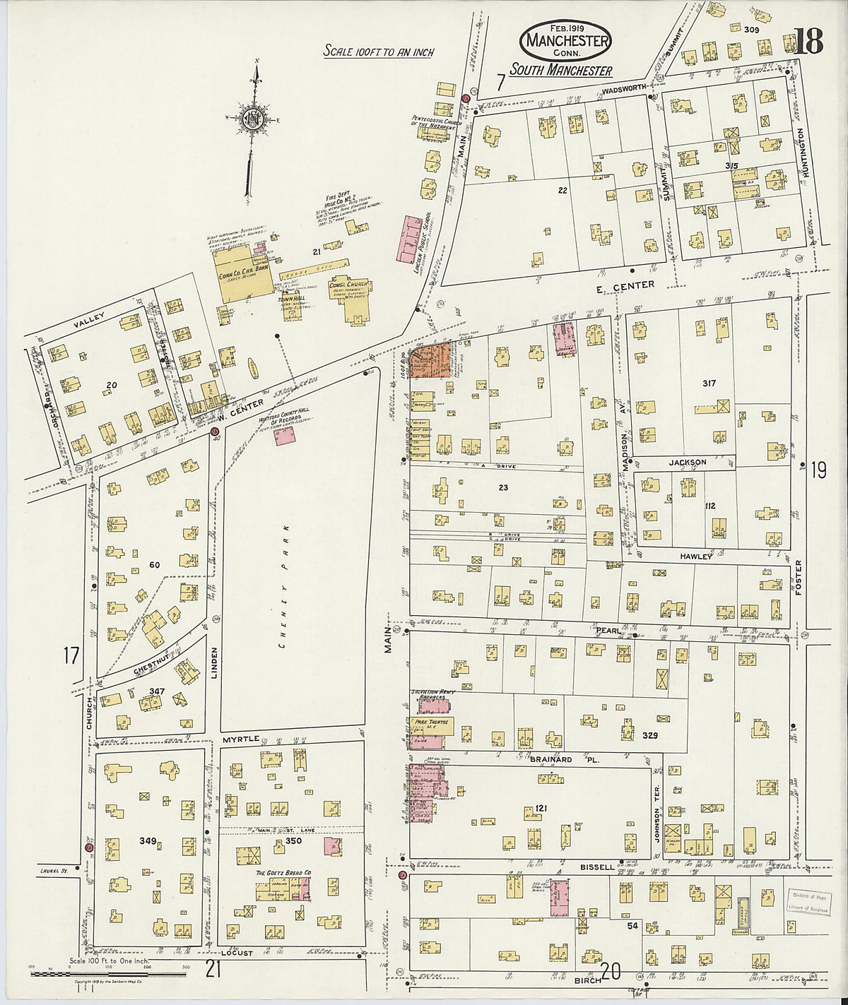 Manchester, Hartford County, Connecticut 1919 (Sheet 18 of 25) by Relic Map Company