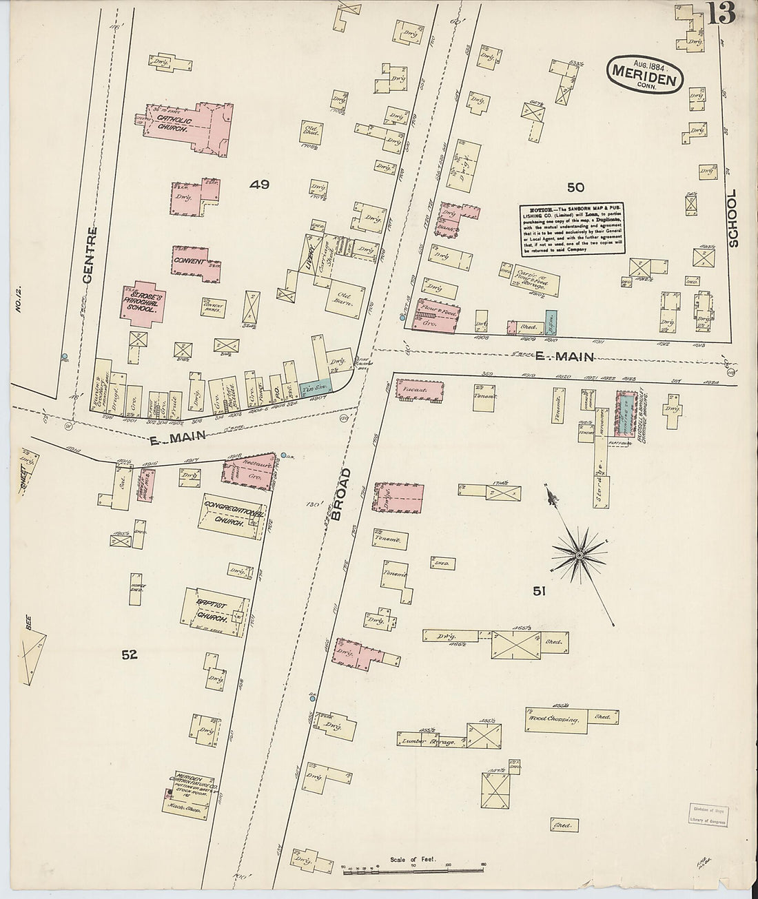 This old map of Meriden, New Haven County, Connecticut was created by Sanborn Map Company in 1884