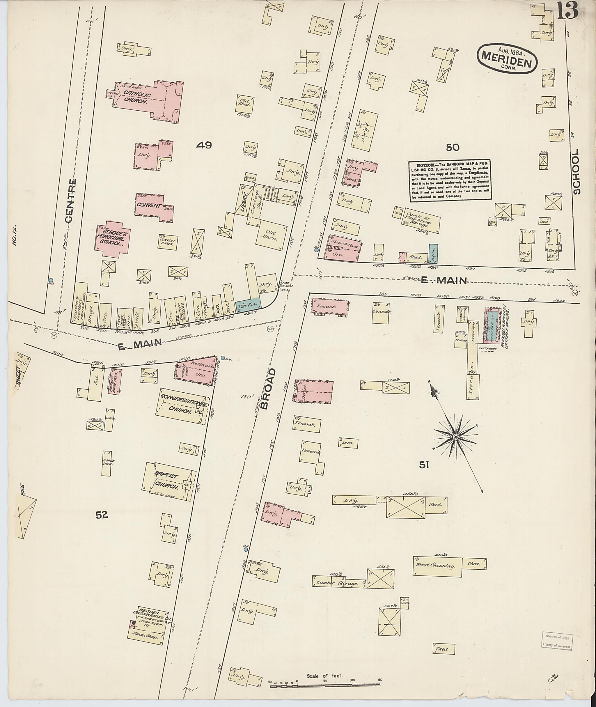 This old map of Meriden, New Haven County, Connecticut was created by Sanborn Map Company in 1884