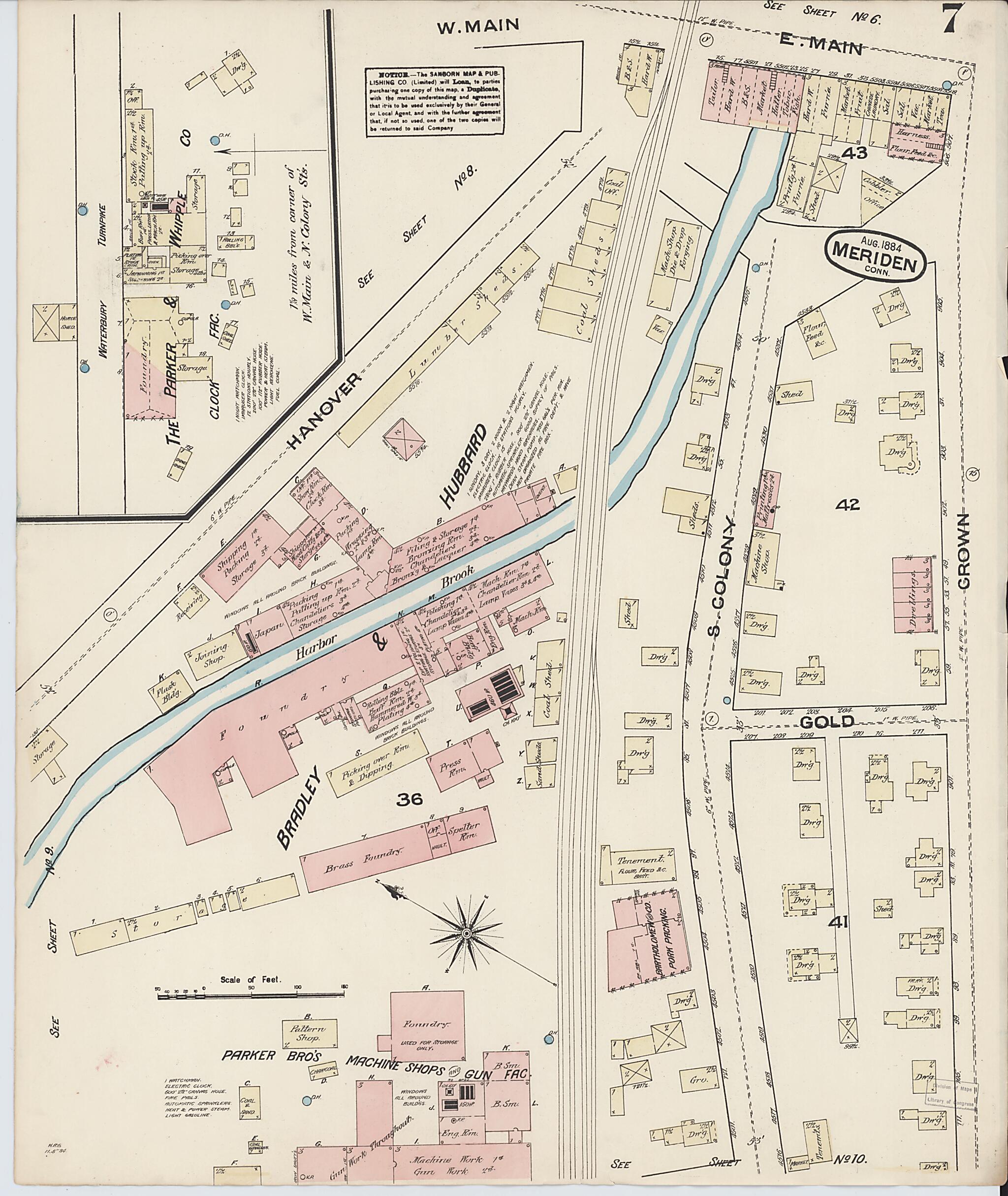 This old map of Meriden, New Haven County, Connecticut was created by Sanborn Map Company in 1884
