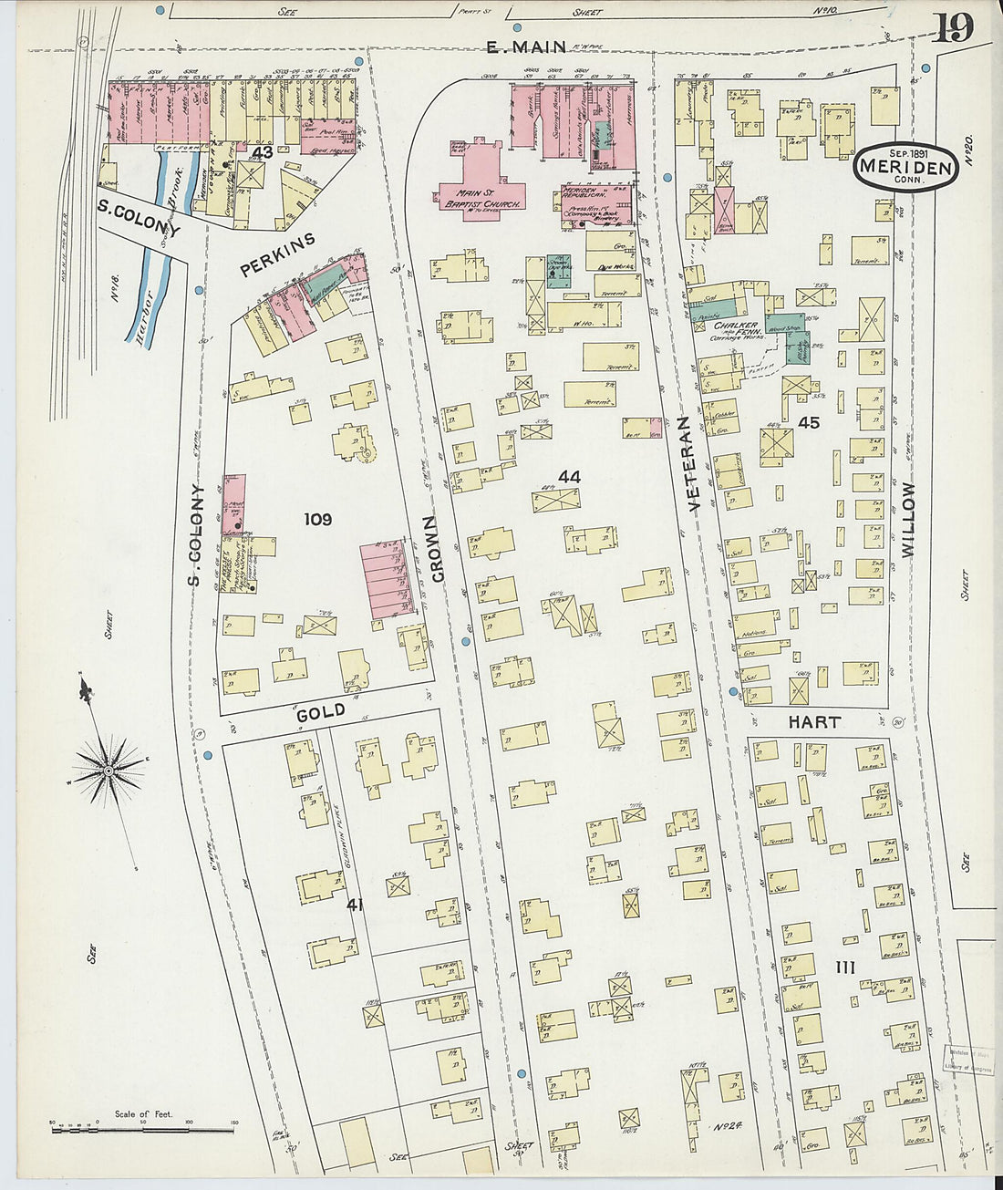 This old map of Meriden, New Haven County, Connecticut was created by Sanborn Map Company in 1891