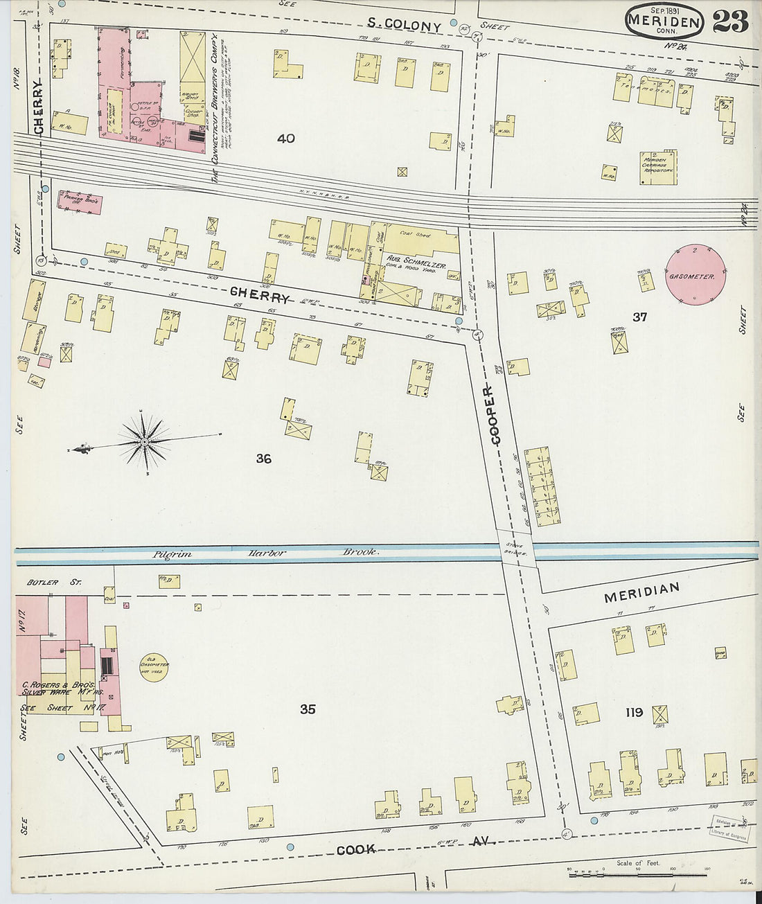 This old map of Meriden, New Haven County, Connecticut was created by Sanborn Map Company in 1891