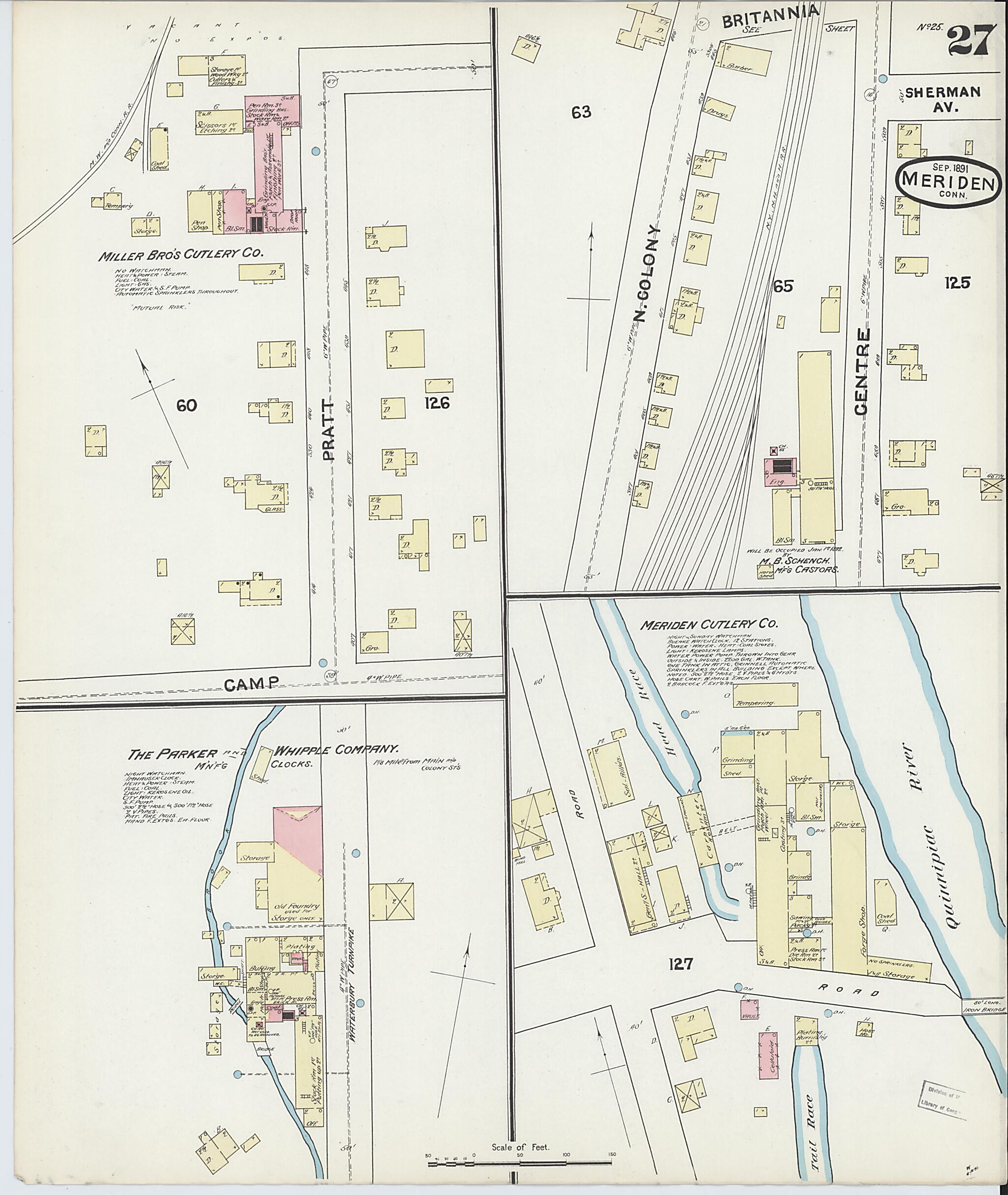 This old map of Meriden, New Haven County, Connecticut was created by Sanborn Map Company in 1891
