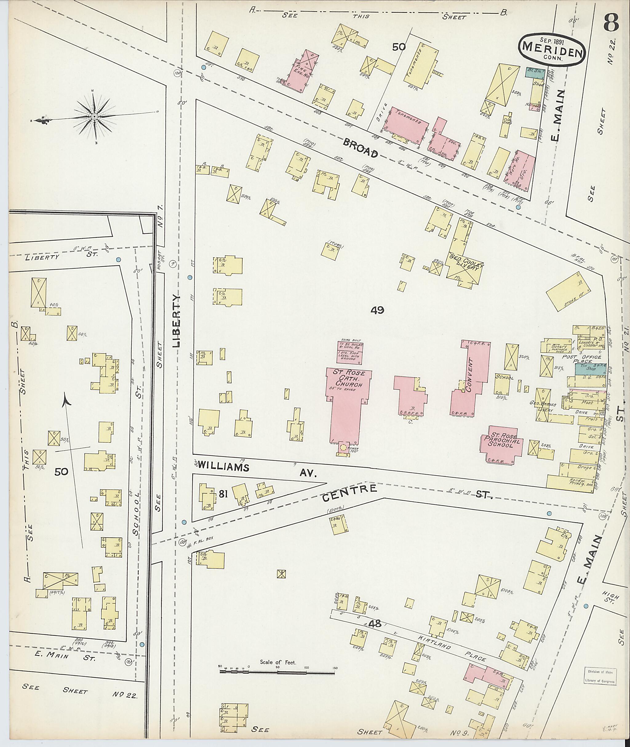 This old map of Meriden, New Haven County, Connecticut was created by Sanborn Map Company in 1891