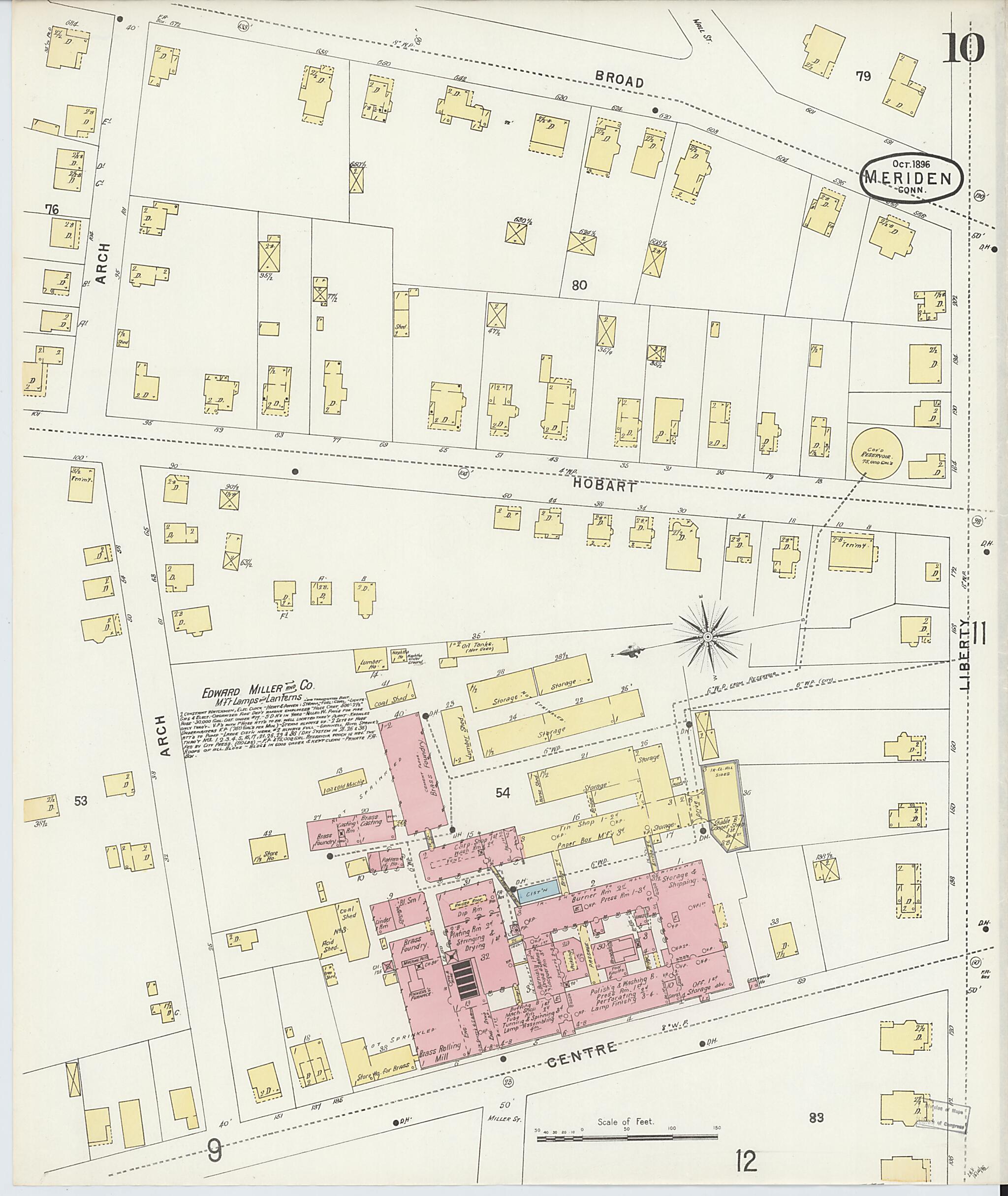 This old map of Meriden, New Haven County, Connecticut was created by Sanborn Map Company in 1896
