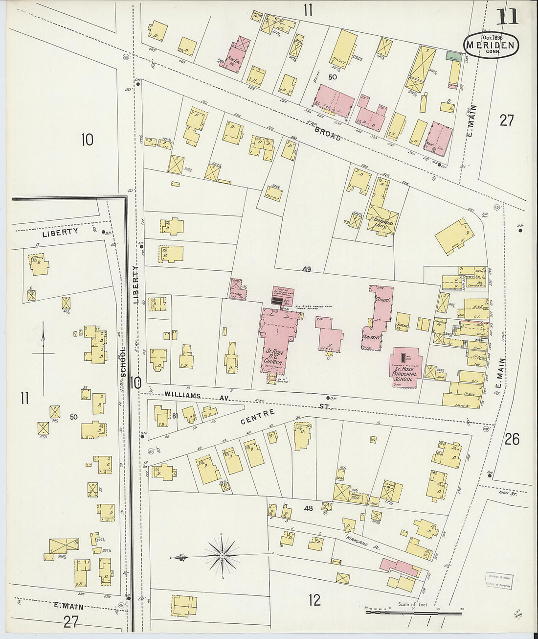 This old map of Meriden, New Haven County, Connecticut was created by Sanborn Map Company in 1896