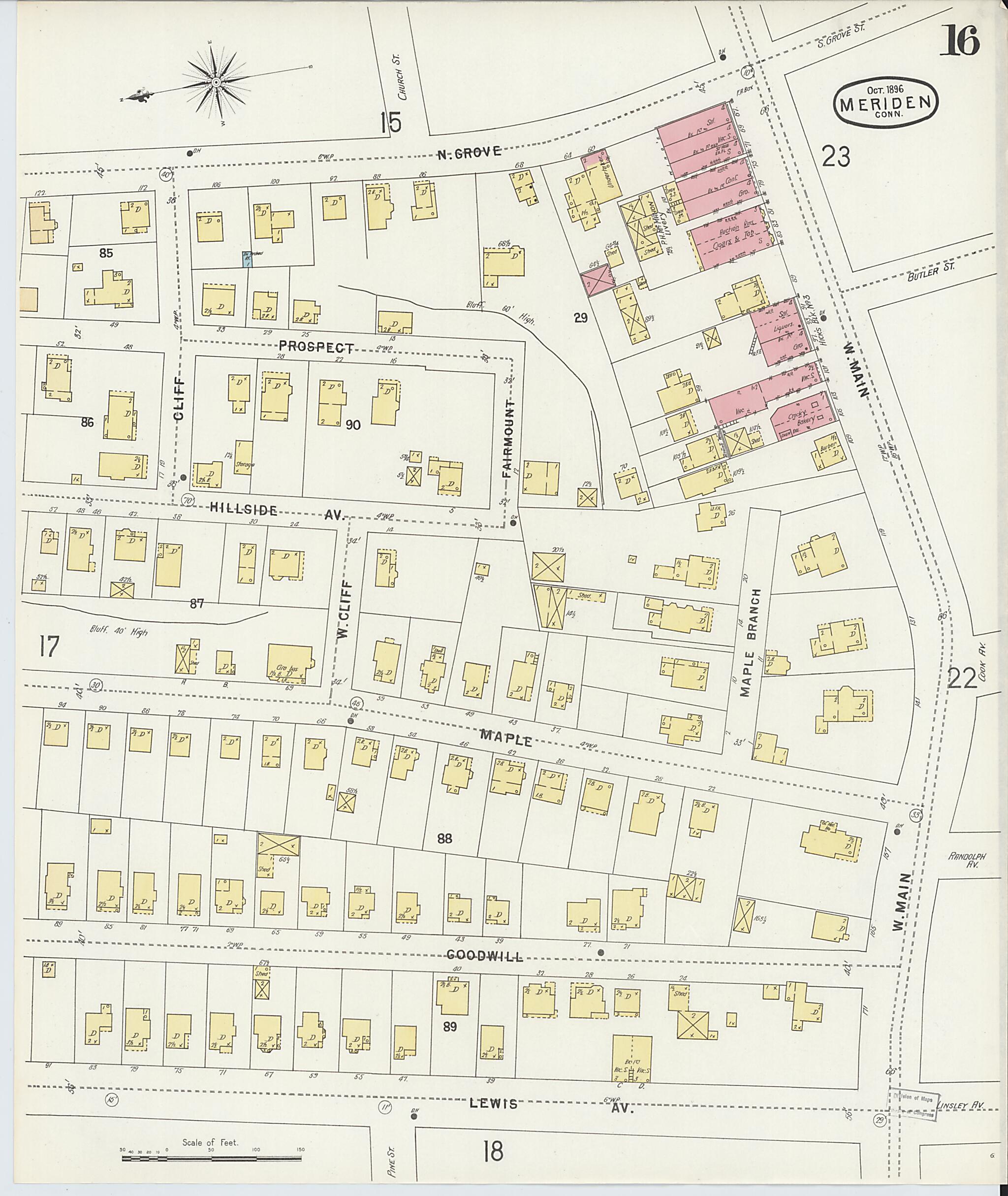 This old map of Meriden, New Haven County, Connecticut was created by Sanborn Map Company in 1896