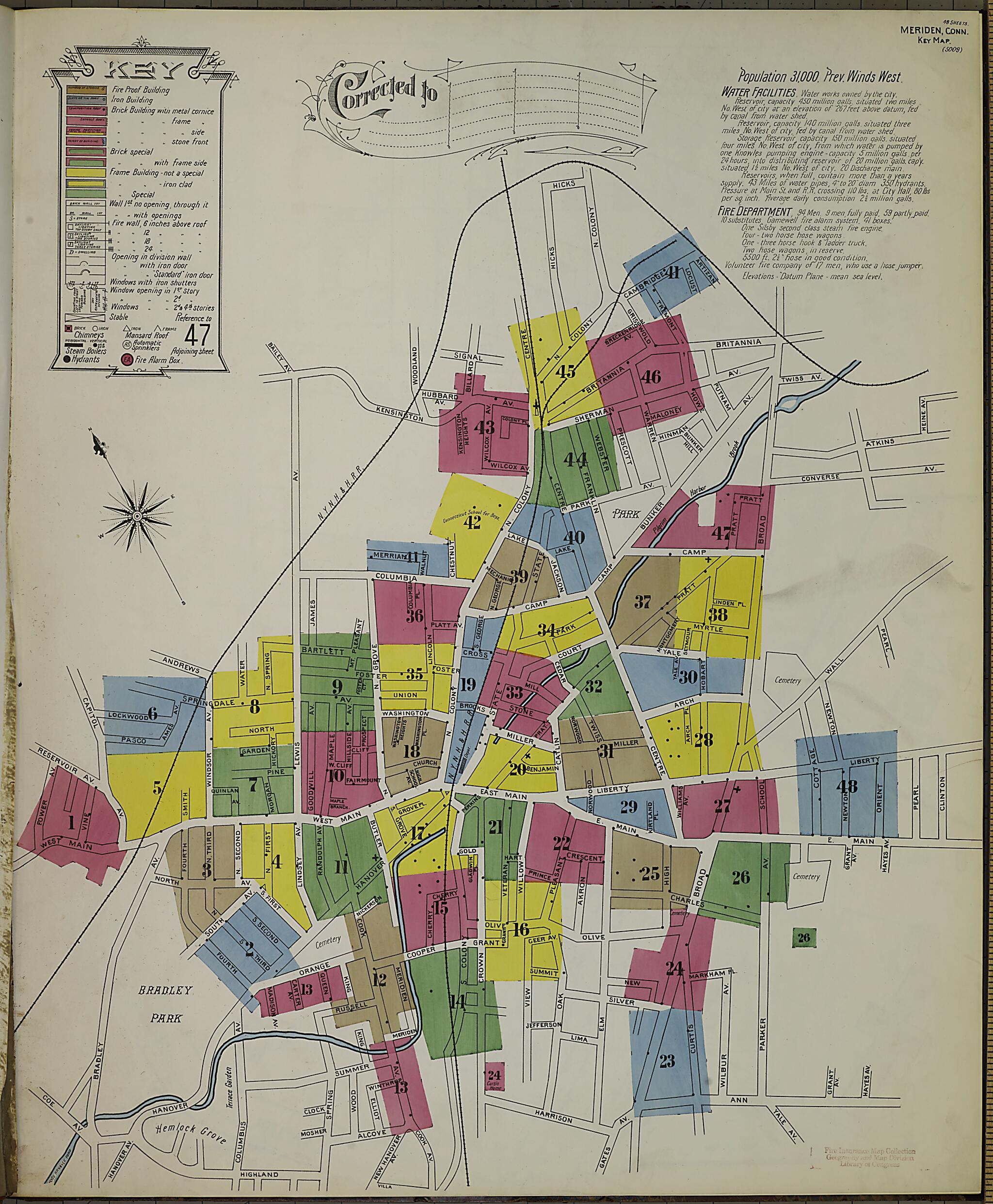 This old map of Meriden, New Haven County, Connecticut was created by Sanborn Map Company in 1901