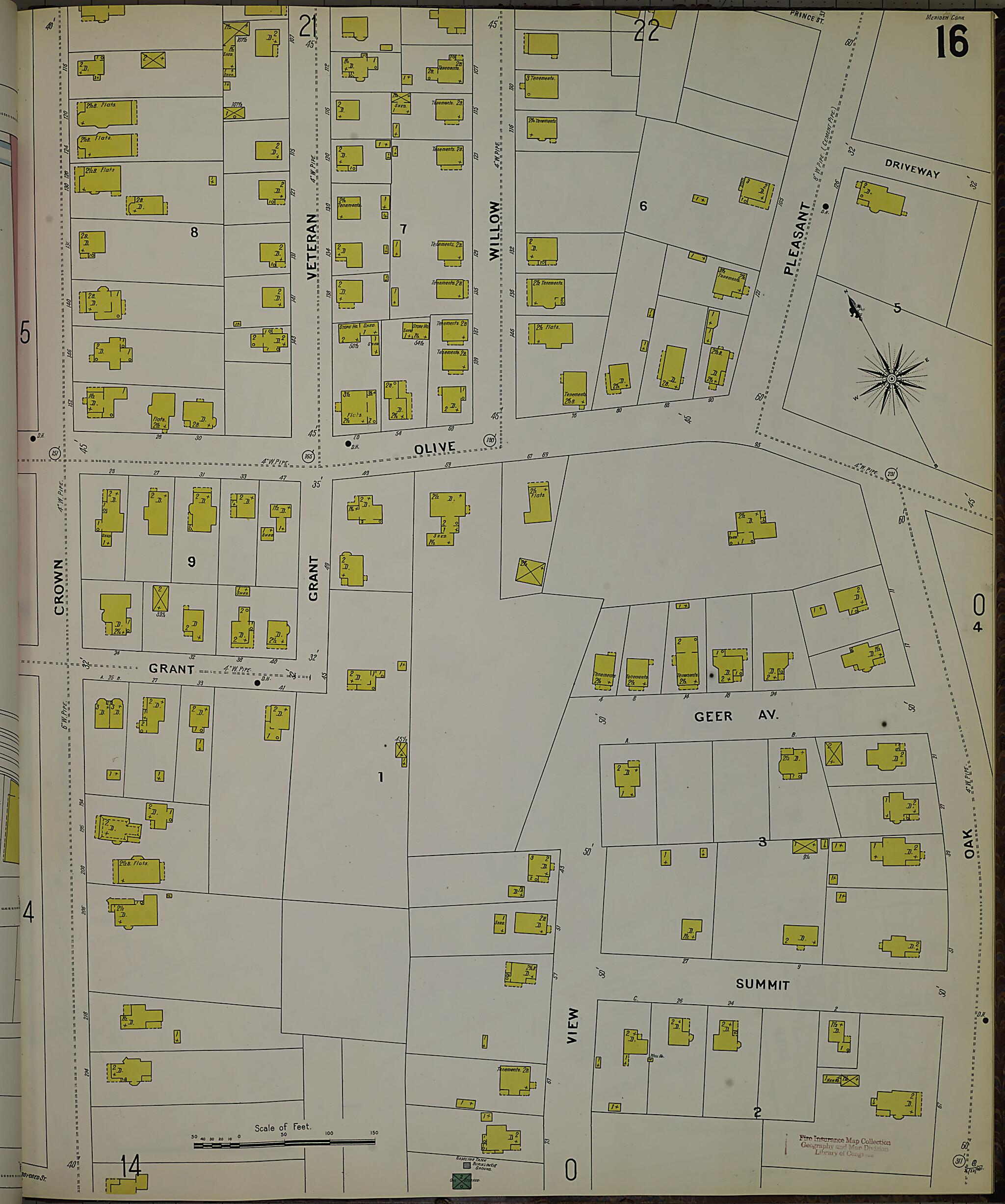 This old map of Meriden, New Haven County, Connecticut was created by Sanborn Map Company in 1901