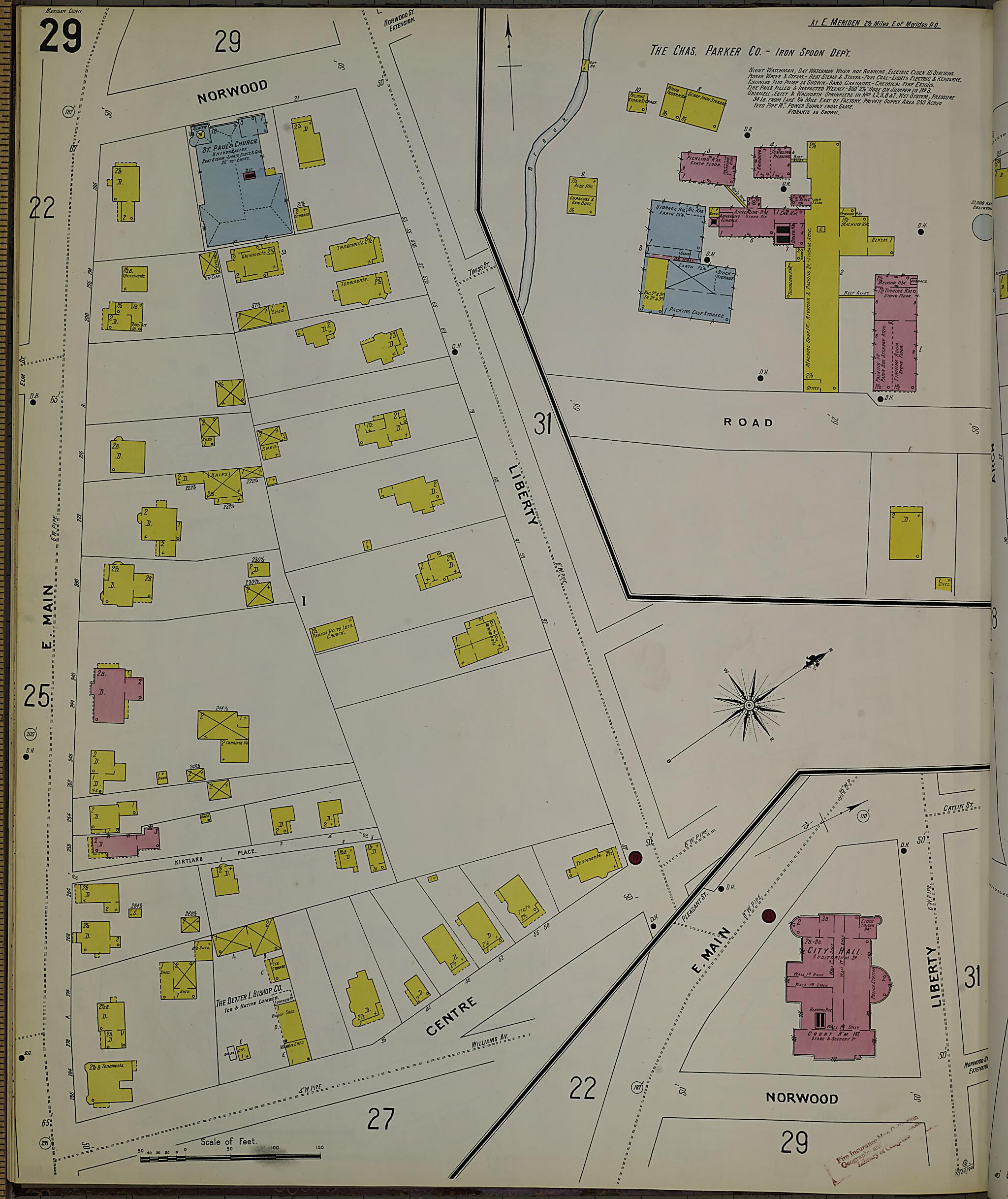 This old map of Meriden, New Haven County, Connecticut was created by Sanborn Map Company in 1901