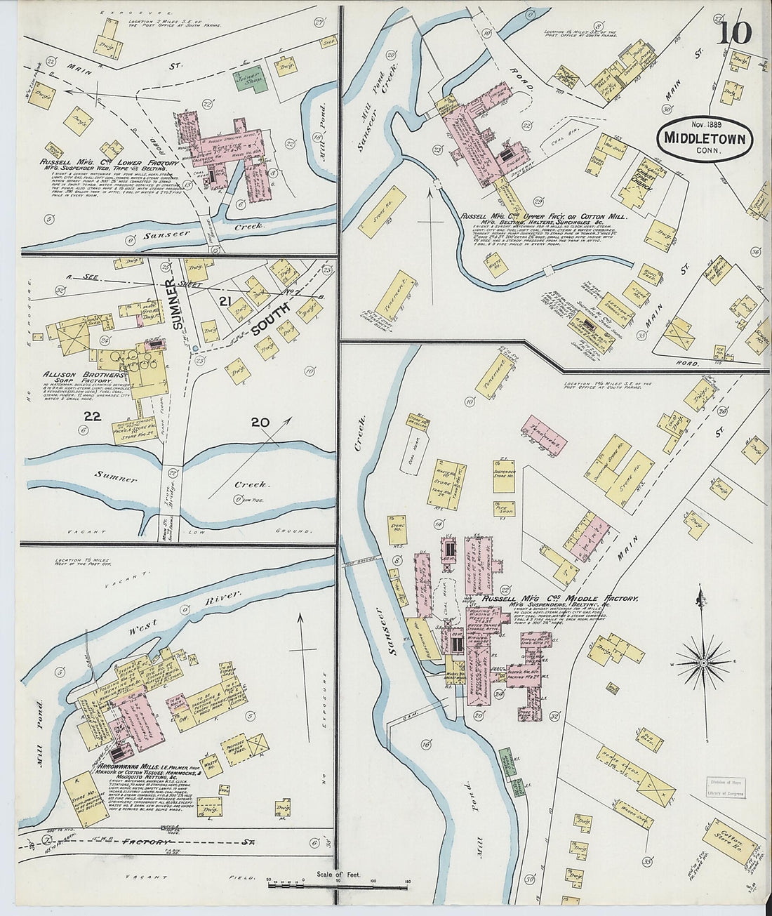 This old map of Middletown, Middlesex County, Connecticut was created by Sanborn Map Company in 1889