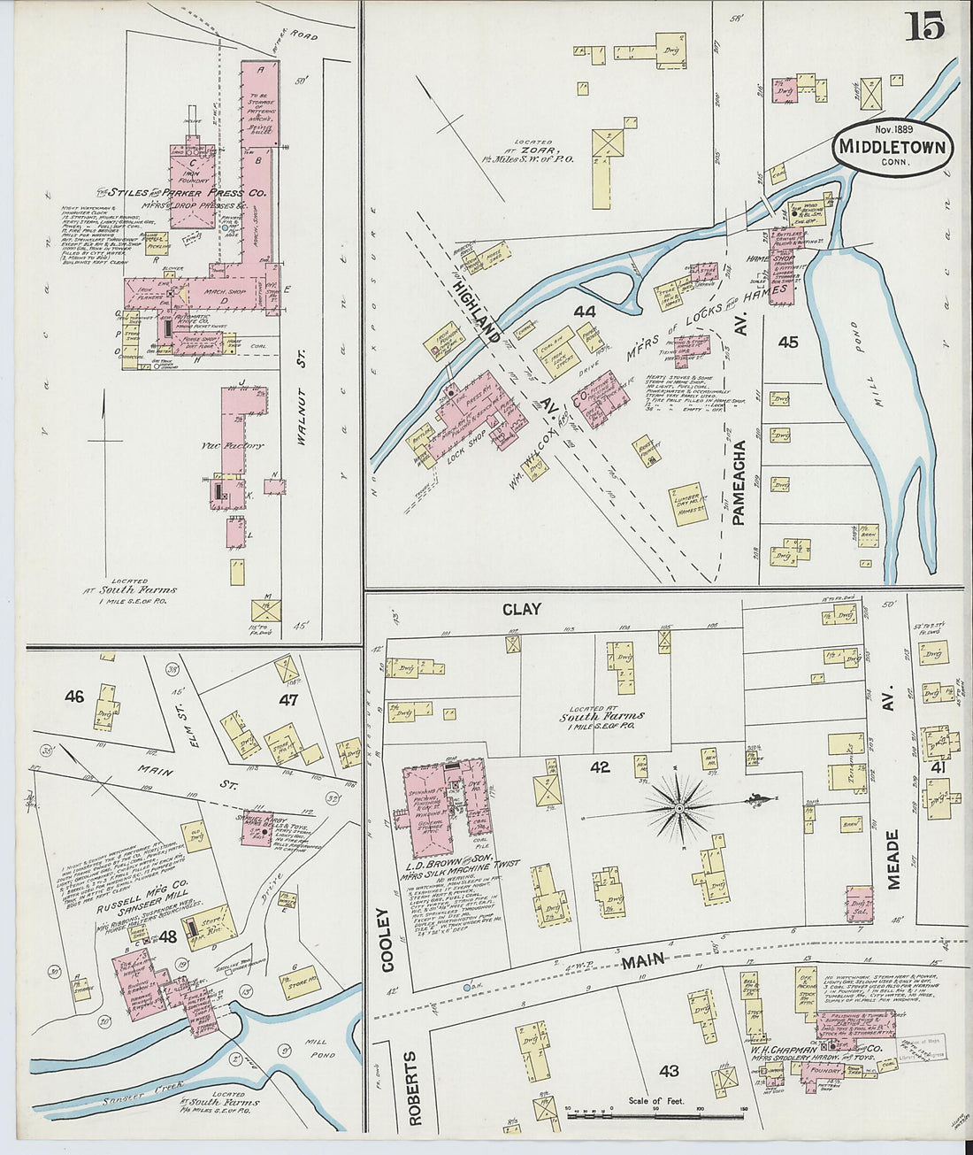 This old map of Middletown, Middlesex County, Connecticut was created by Sanborn Map Company in 1889