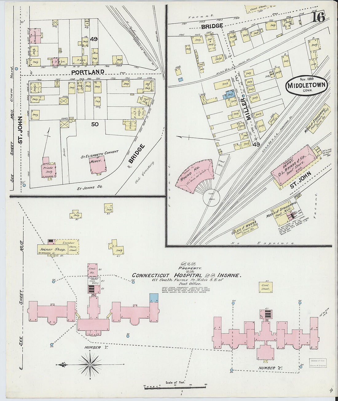 This old map of Middletown, Middlesex County, Connecticut was created by Sanborn Map Company in 1889