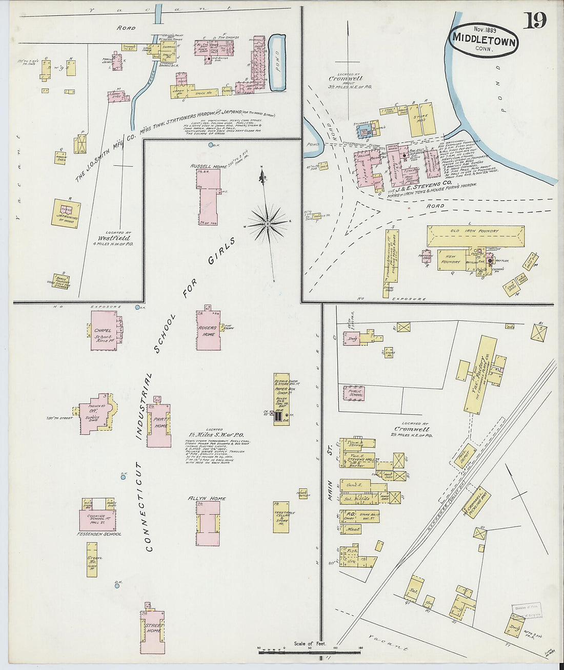 This old map of Middletown, Middlesex County, Connecticut was created by Sanborn Map Company in 1889