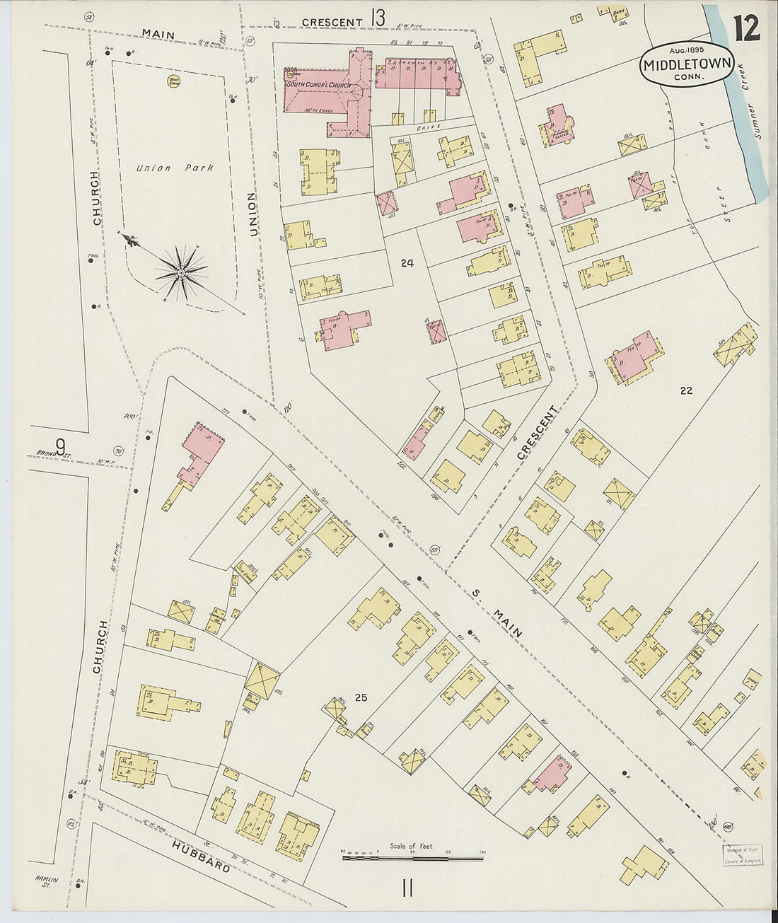This old map of Middletown, Middlesex County, Connecticut was created by Sanborn Map Company in 1895
