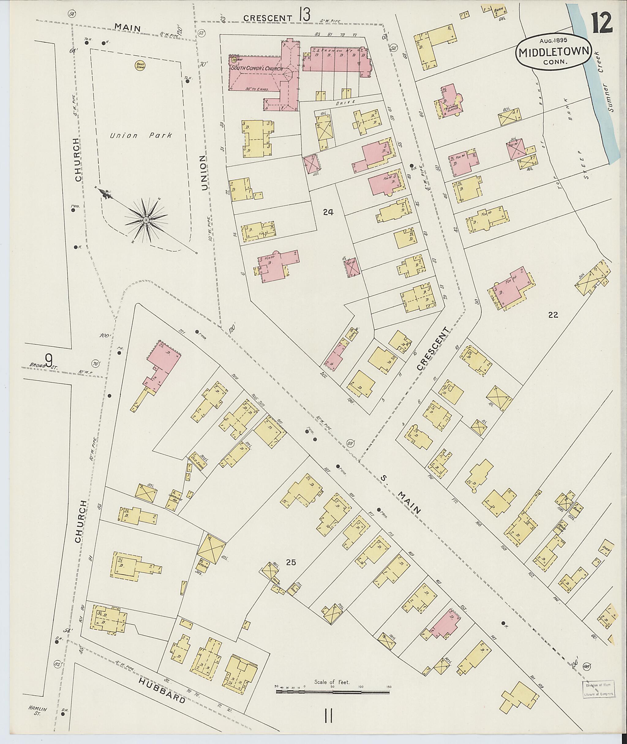 This old map of Middletown, Middlesex County, Connecticut was created by Sanborn Map Company in 1895