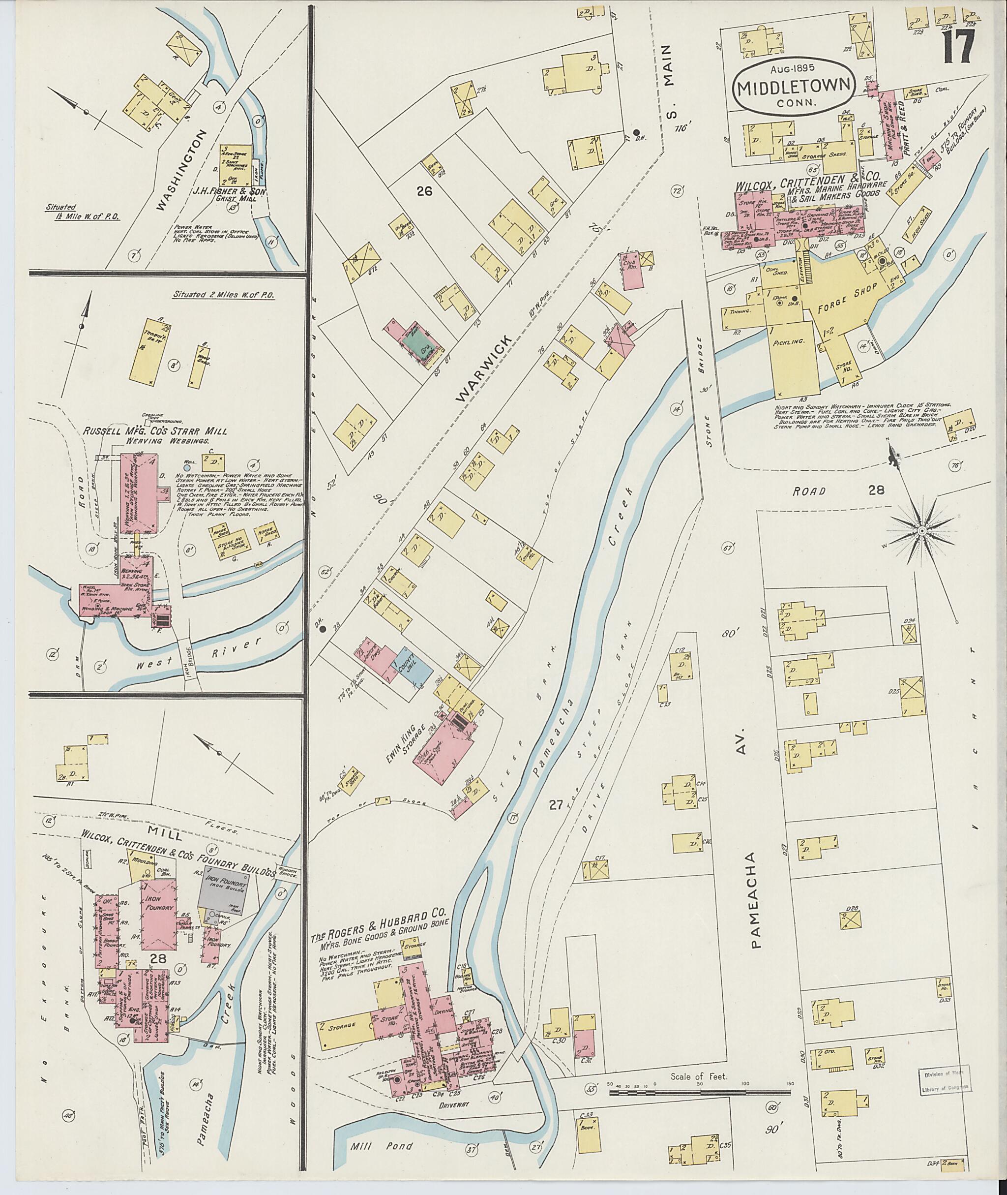 This old map of Middletown, Middlesex County, Connecticut was created by Sanborn Map Company in 1895