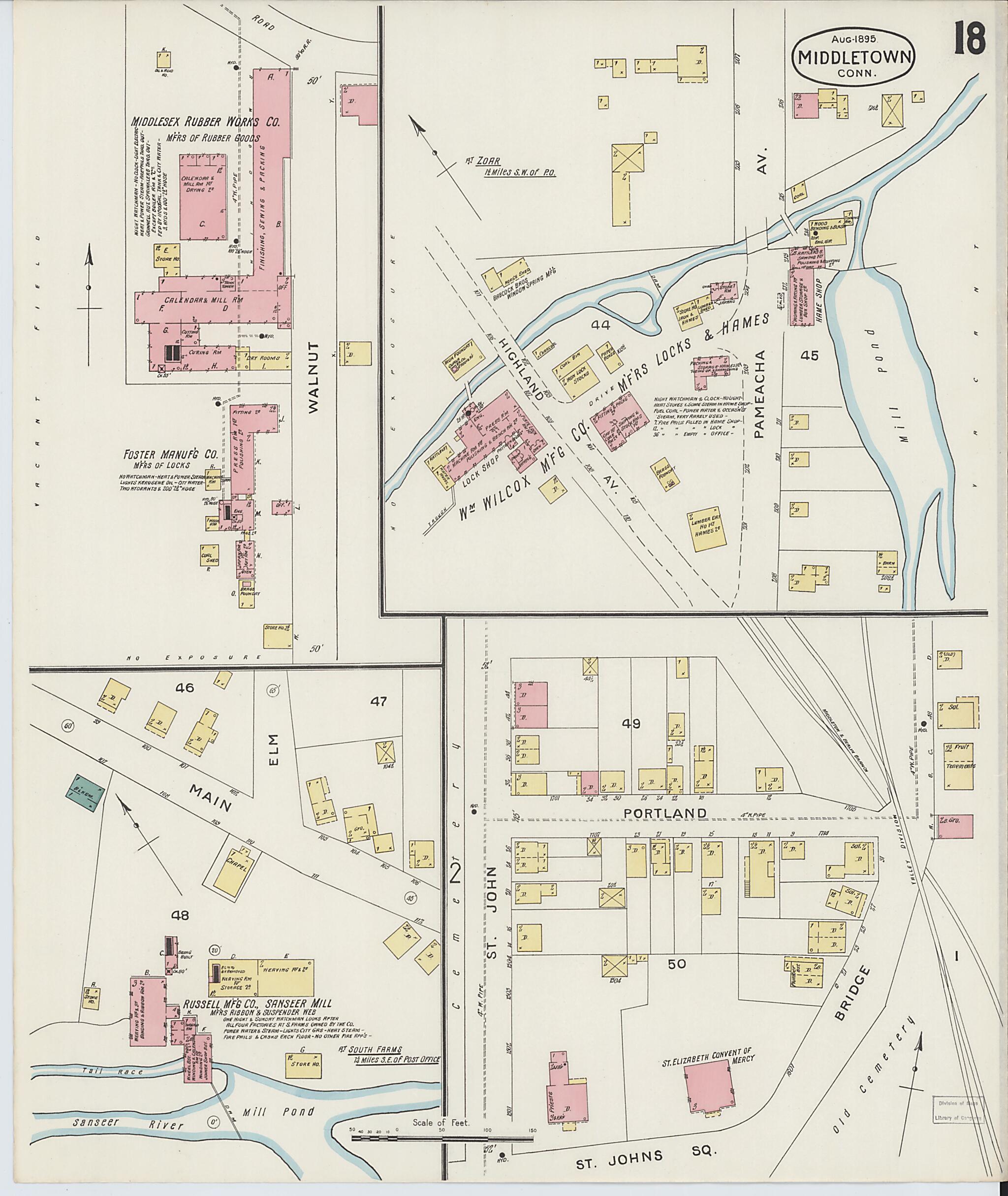 This old map of Middletown, Middlesex County, Connecticut was created by Sanborn Map Company in 1895
