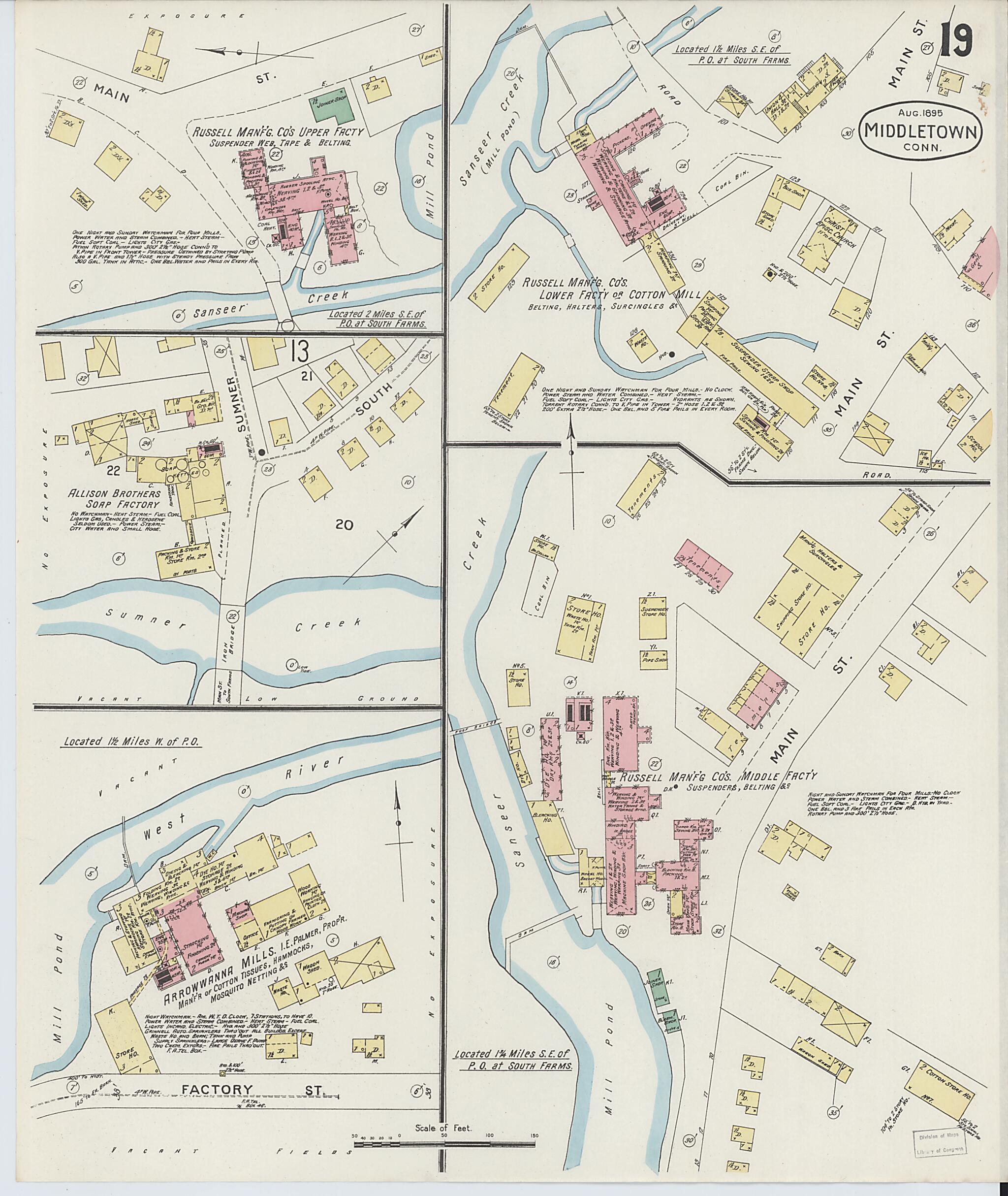 This old map of Middletown, Middlesex County, Connecticut was created by Sanborn Map Company in 1895