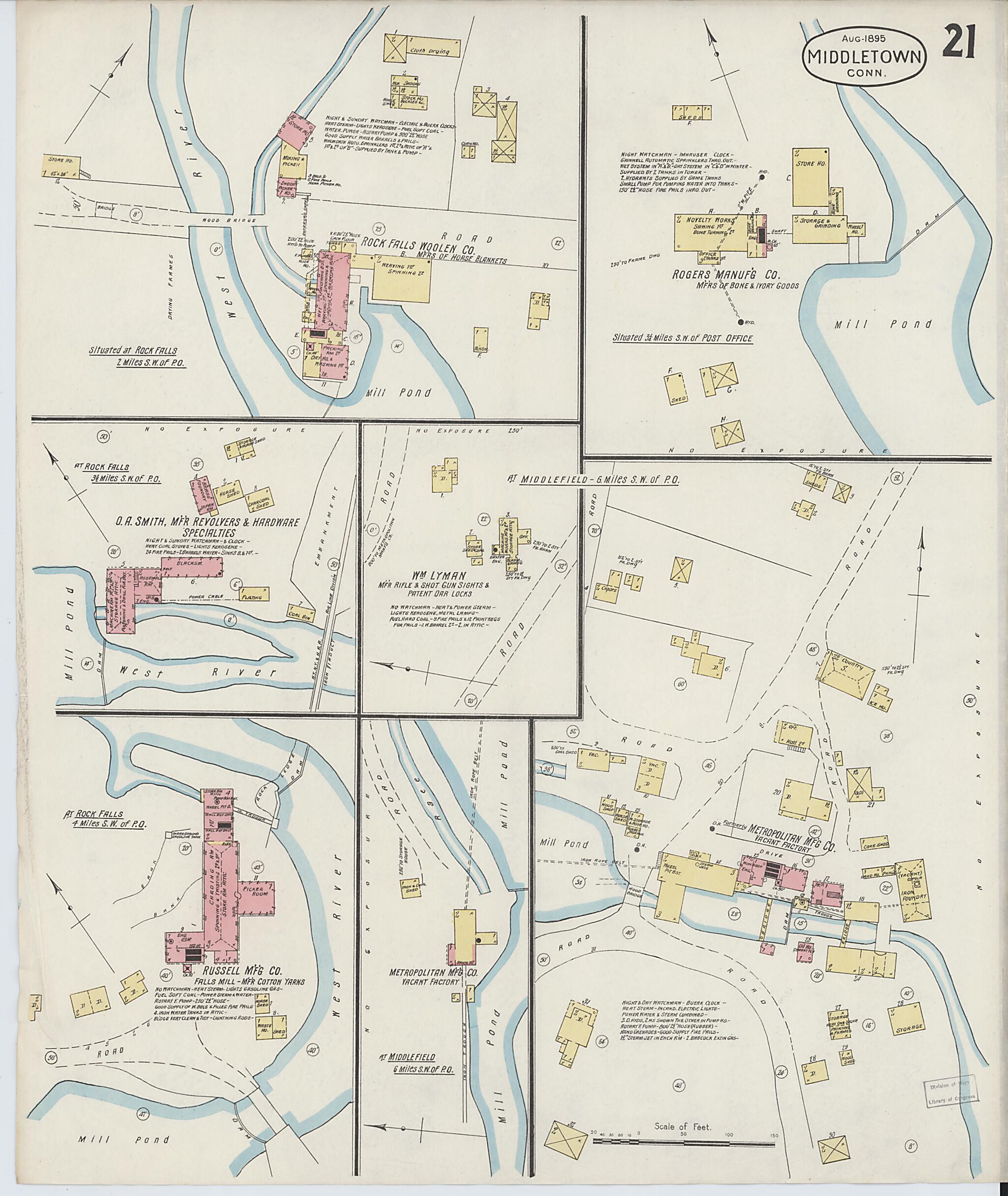This old map of Middletown, Middlesex County, Connecticut was created by Sanborn Map Company in 1895