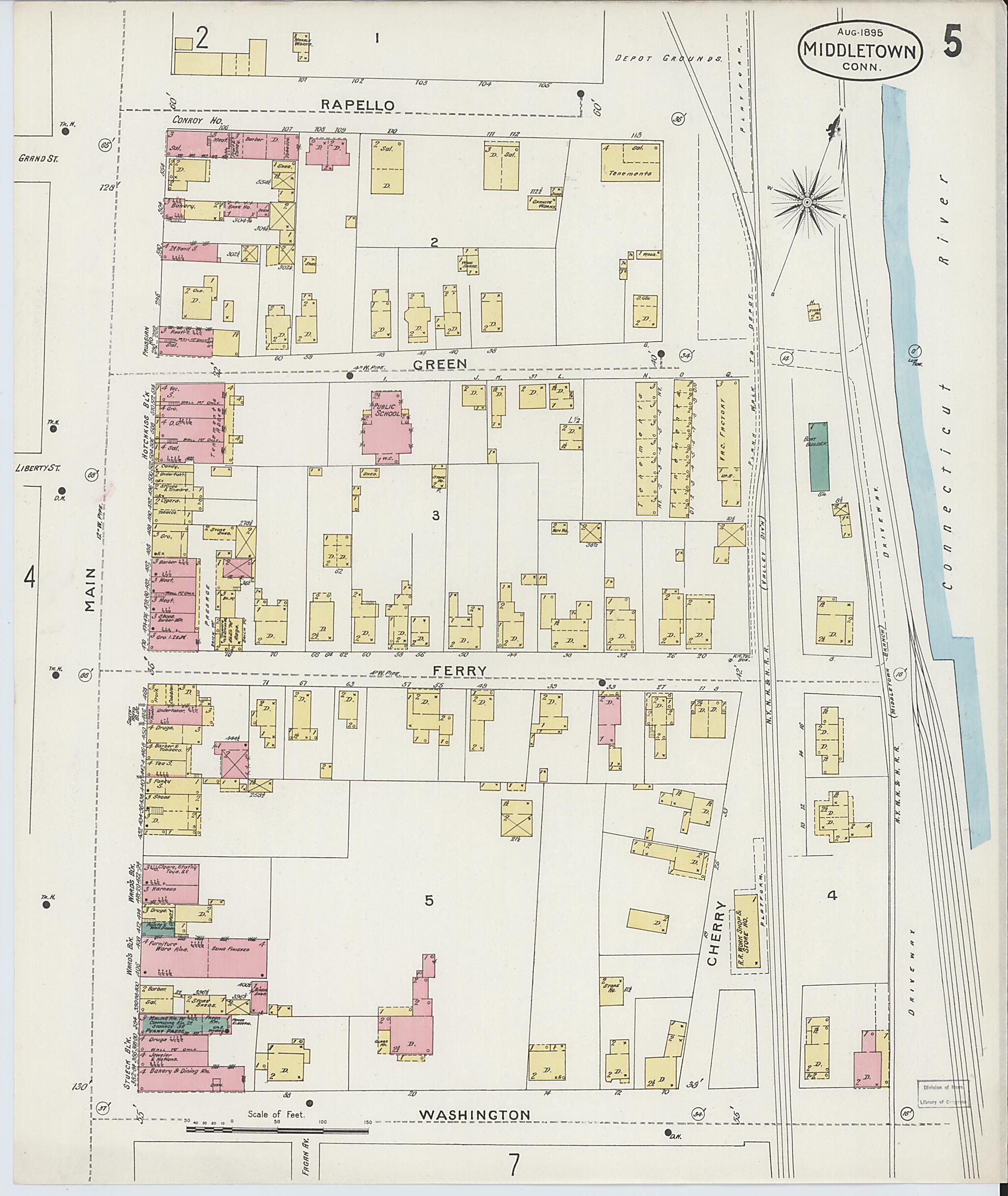 This old map of Middletown, Middlesex County, Connecticut was created by Sanborn Map Company in 1895