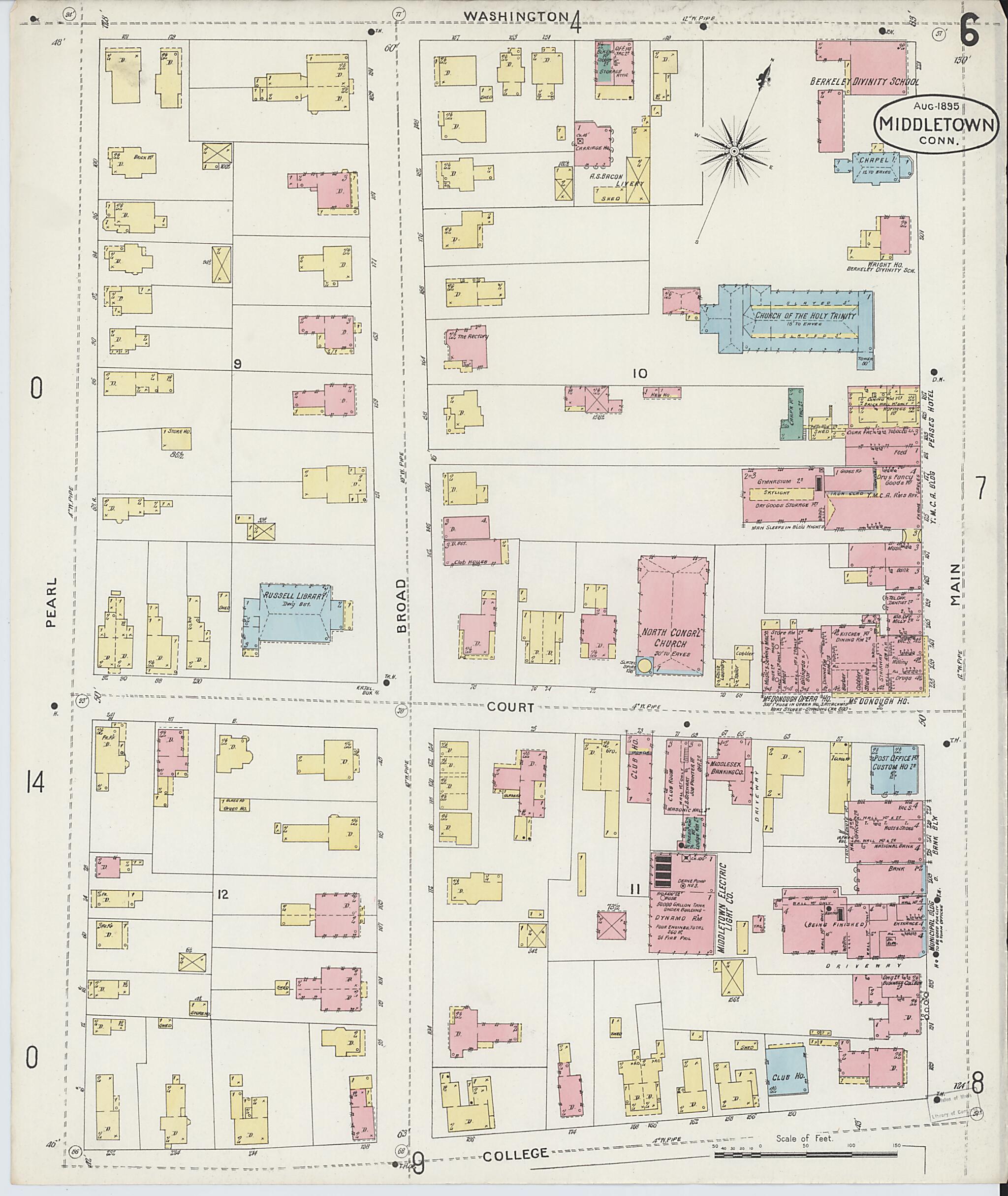 This old map of Middletown, Middlesex County, Connecticut was created by Sanborn Map Company in 1895