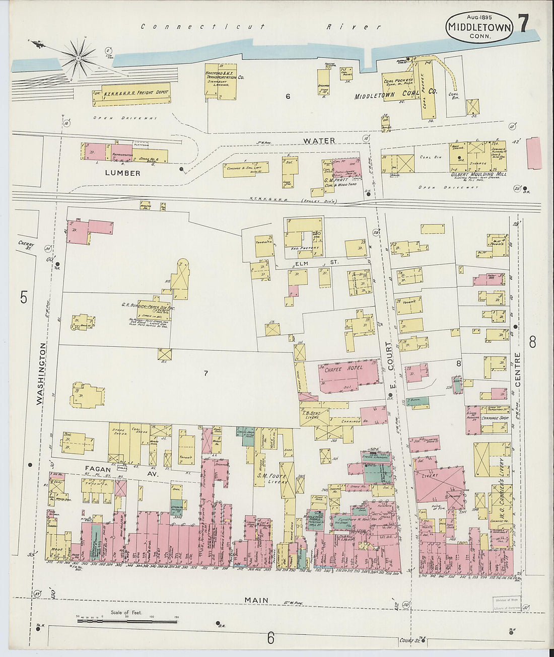 This old map of Middletown, Middlesex County, Connecticut was created by Sanborn Map Company in 1895
