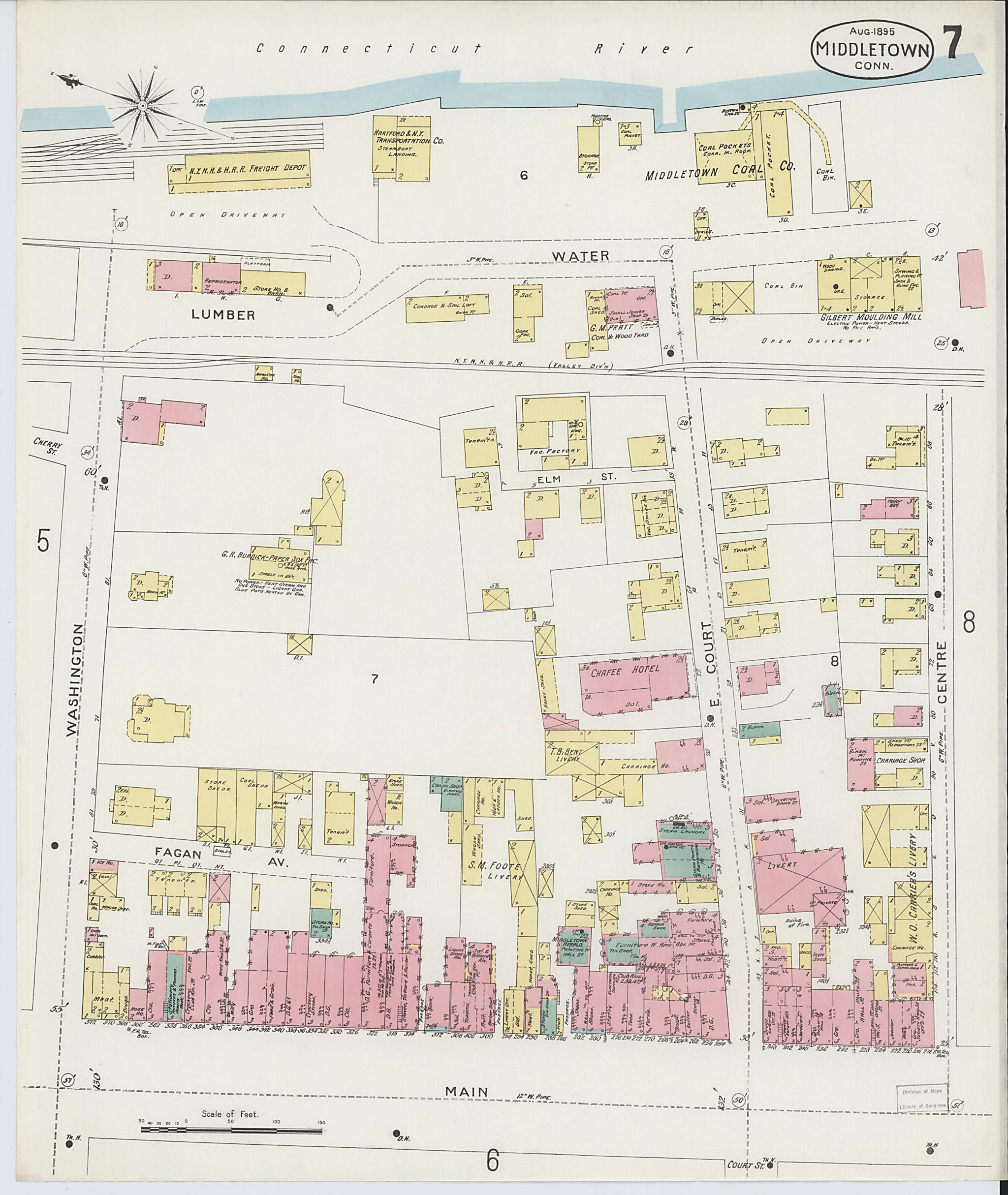 This old map of Middletown, Middlesex County, Connecticut was created by Sanborn Map Company in 1895