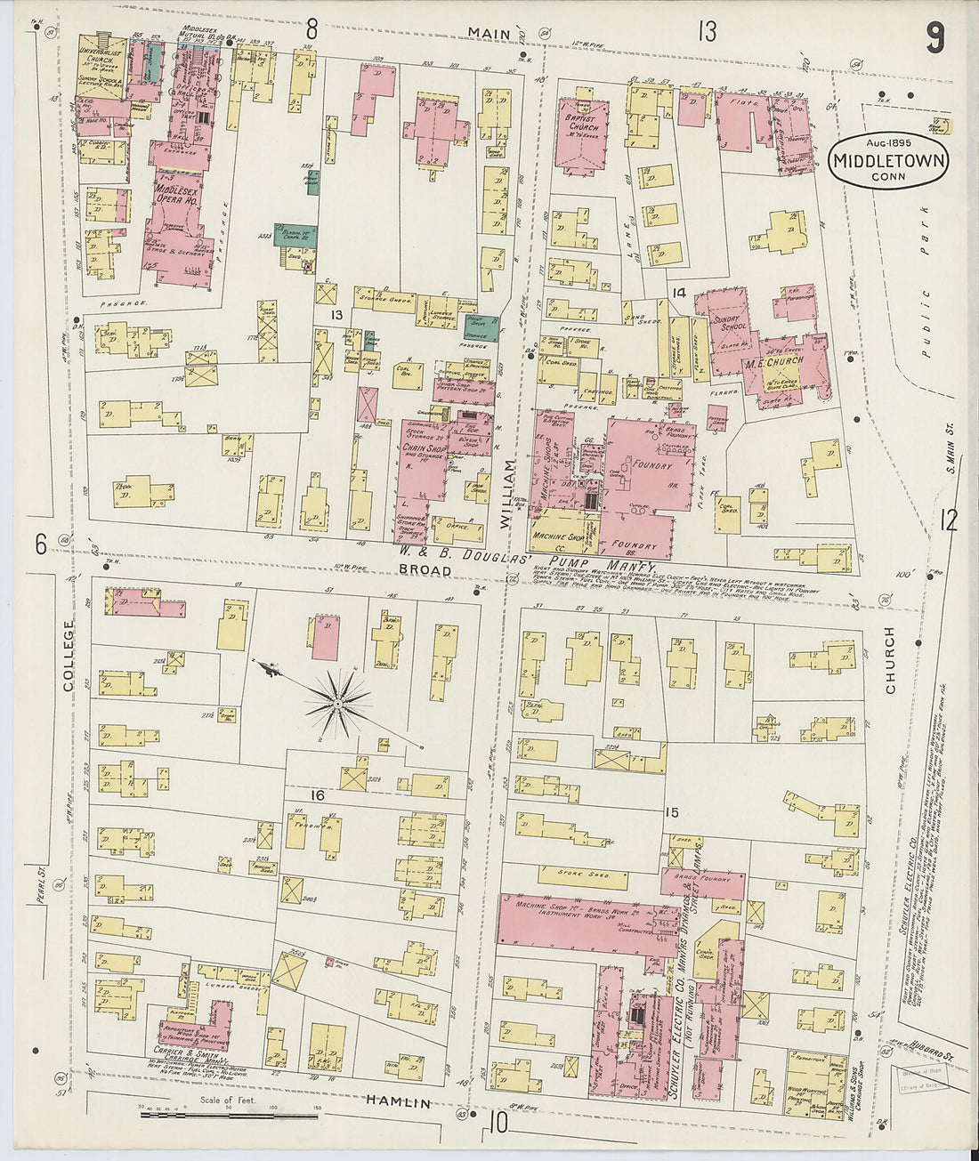 This old map of Middletown, Middlesex County, Connecticut was created by Sanborn Map Company in 1895