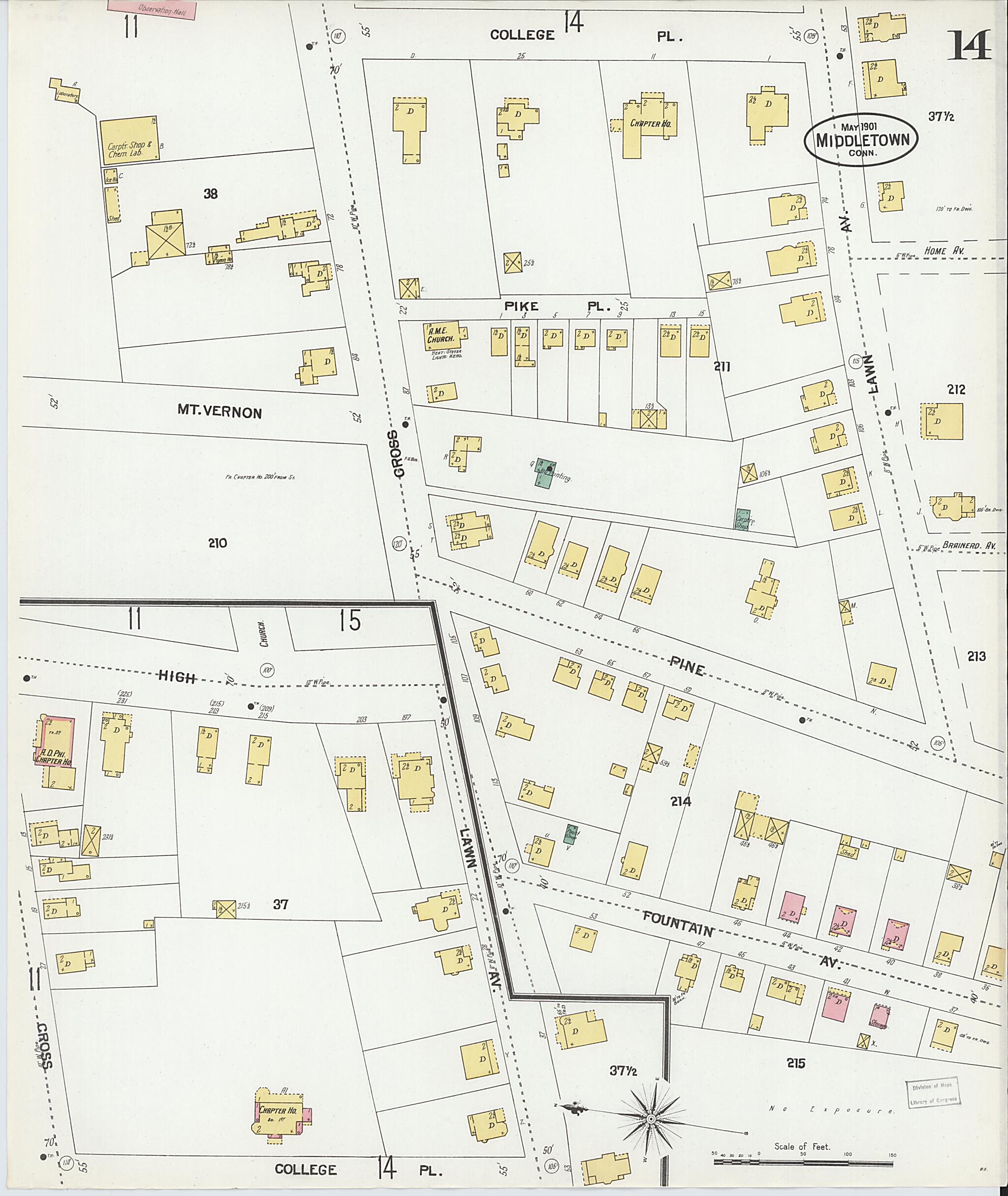 This old map of Middletown, Middlesex County, Connecticut was created by Sanborn Map Company in 1901